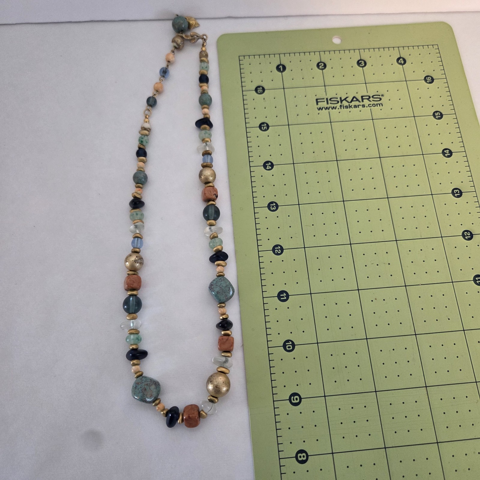 Vintage LIZ CLAIBORNE Necklace Bracelet Set Multicolor Beads 80s 90s Logo