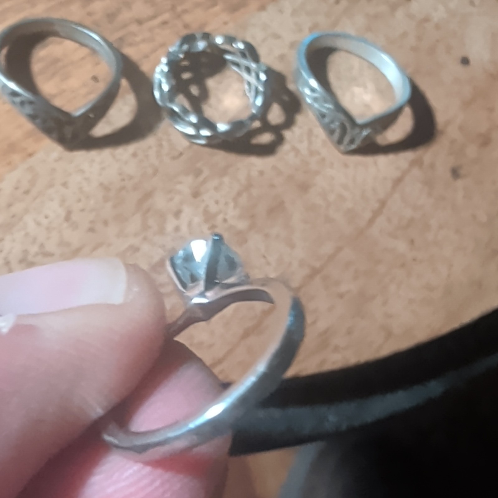 Mixed Lot 9 Metal Rings Silver & Gold Tone Assorted Styles Unisex Adults
