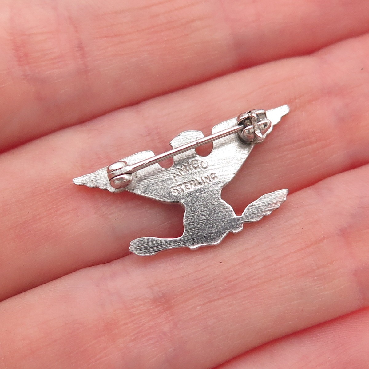 Amico 925 Sterling Silver Antique WWII US Army Colonel Eagle Pin Brooch