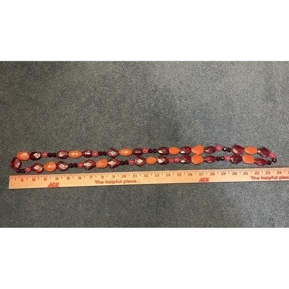 Vintage Chunky Statement Necklace Acrylic Resin Bib Beaded Y2K 90s Opera 48″
