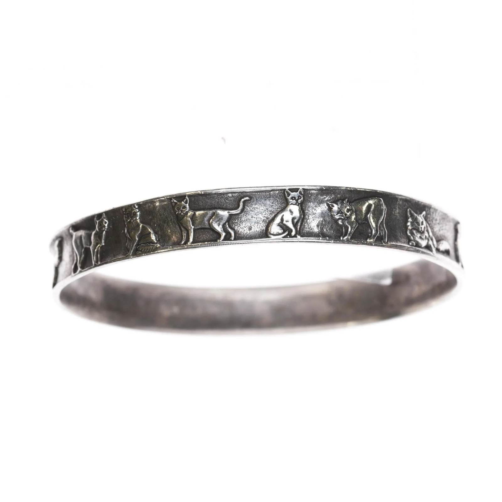 8″ Retired James Avery Sterling Exotic Cats bangle bracelet (older)
