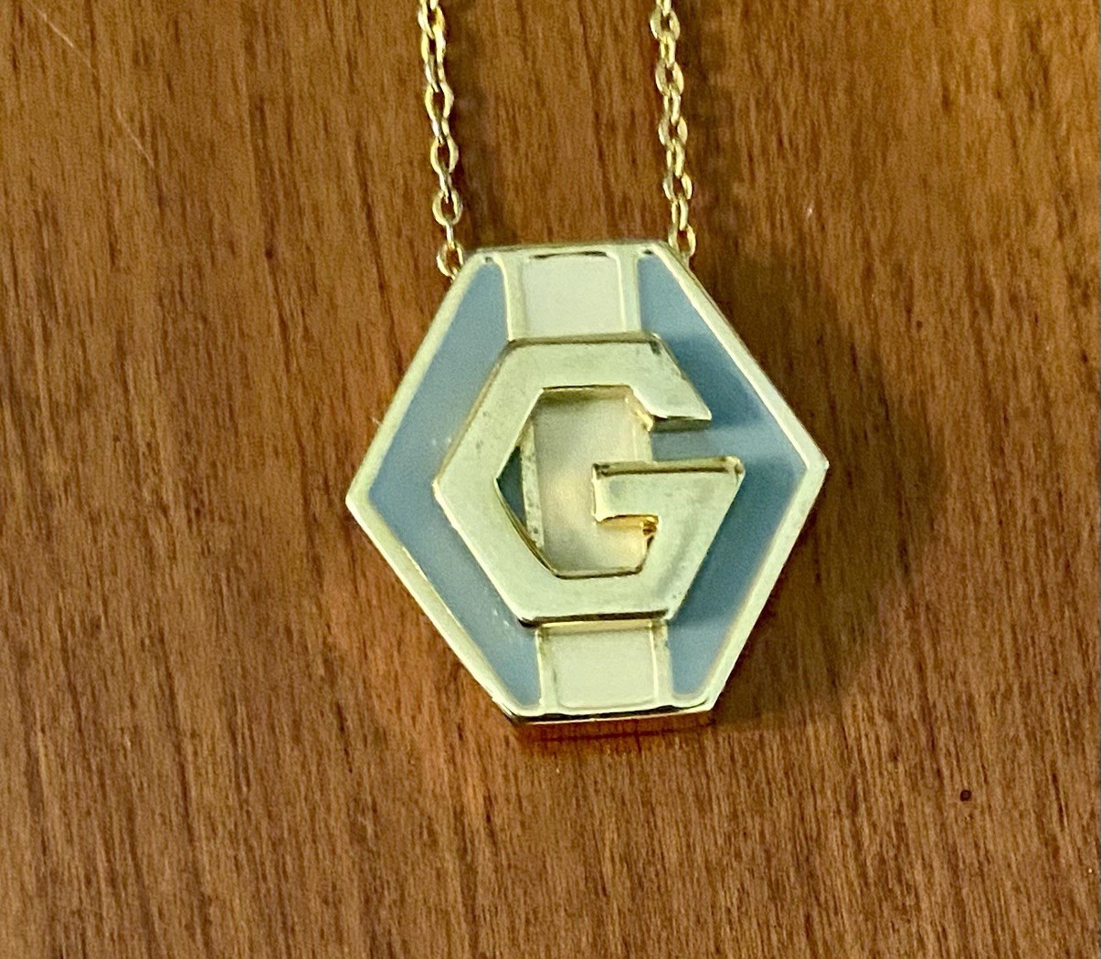 Givenchy Necklace 4G Logo Pendant Gold Tone Grey Vintage 1977 Geometric G Pair