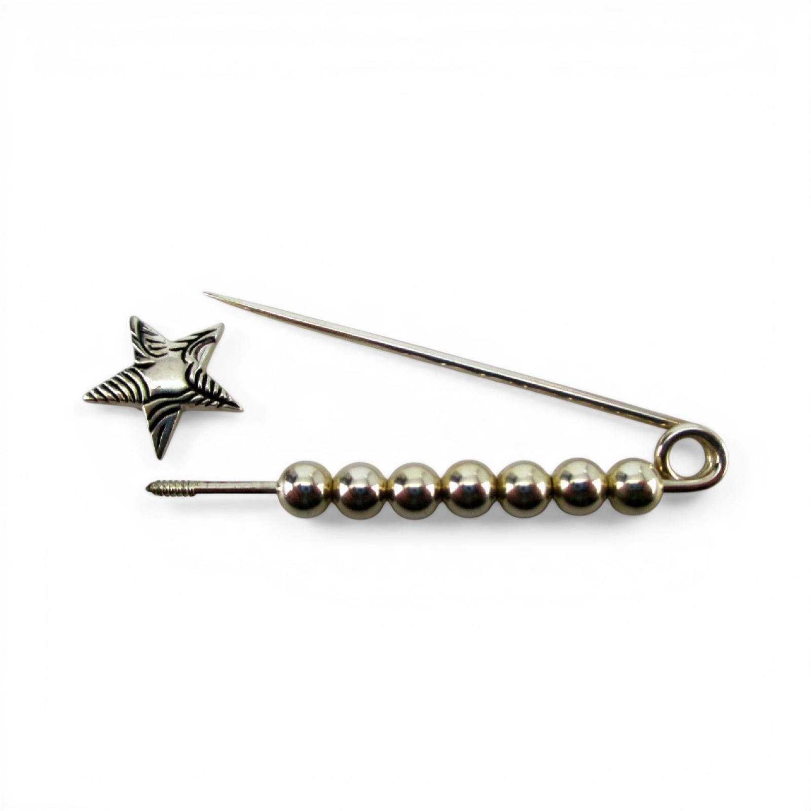 Sterling Silver STAR PIN Charm Holder CHARM PIN Jewelry Gift BEADS Brooch CUTE!