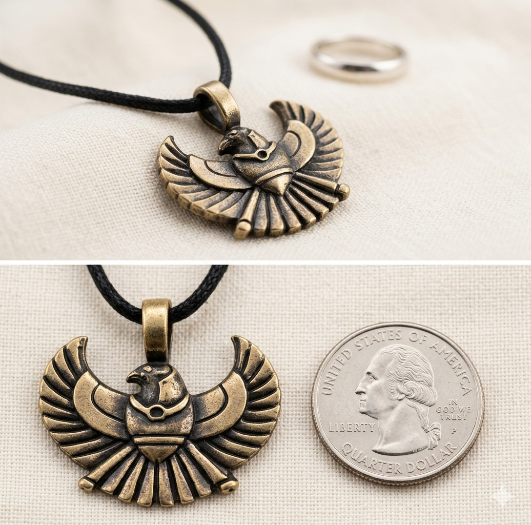 Rare Vintage Premium Horus Egyptian Eagle Pendant Crafted Heavy Dut Metal Alloy