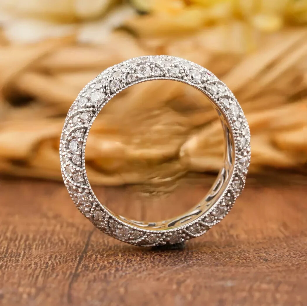 3.85Ct Vintage Art Deco Lab Created Diamond Engagement 14K White Gold FN Ring