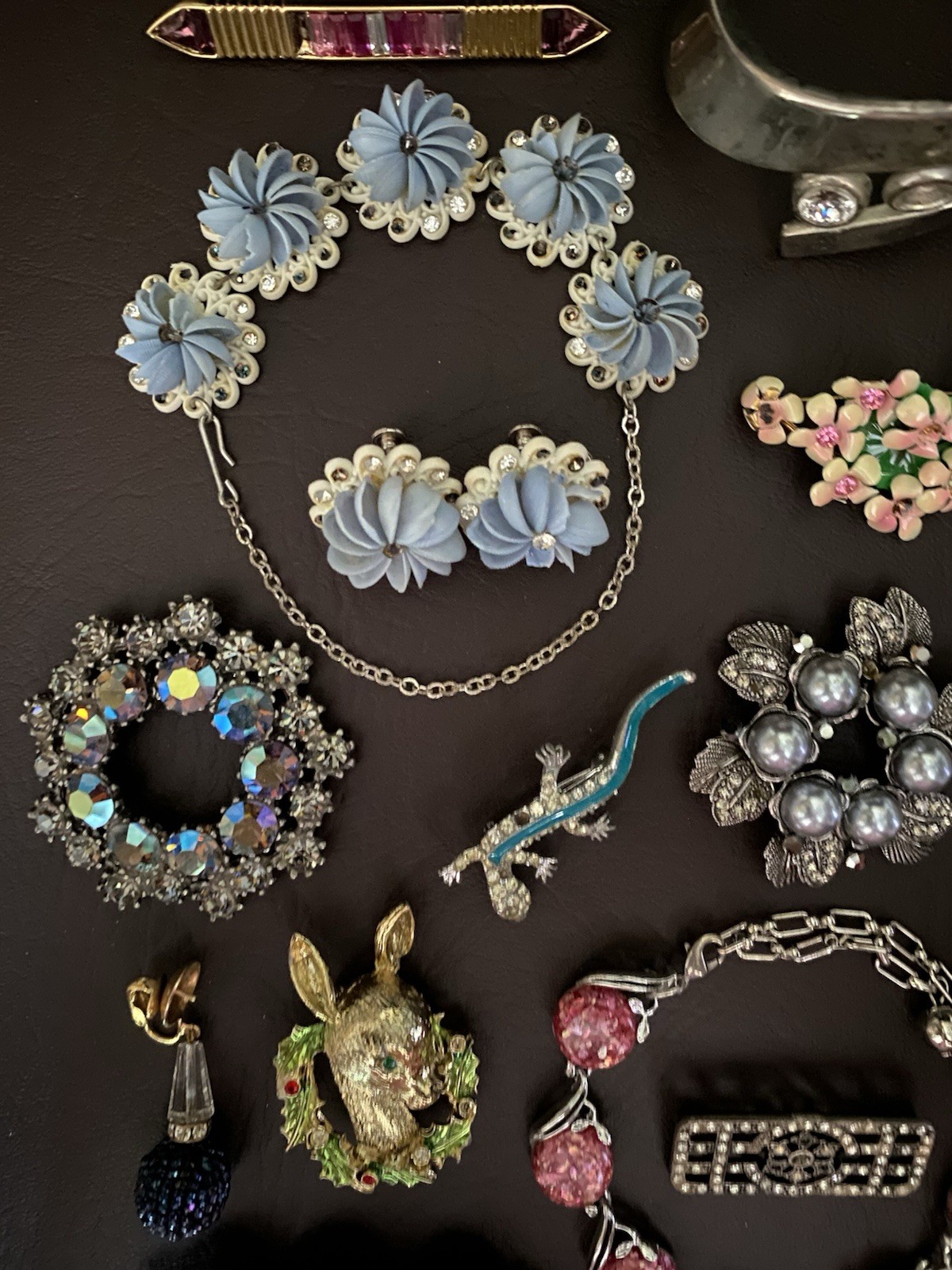 Vtg REPAIR RESTORE Rhinestone Some Signed Brooch Necklace Bracelet Lot