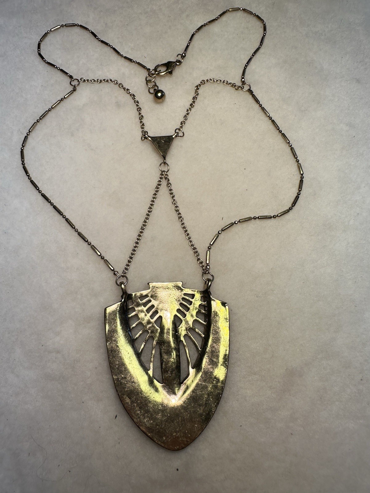 Art Nouveau Necklace Gold tone, Discontinued Art Deco revival Egyptian Scarab
