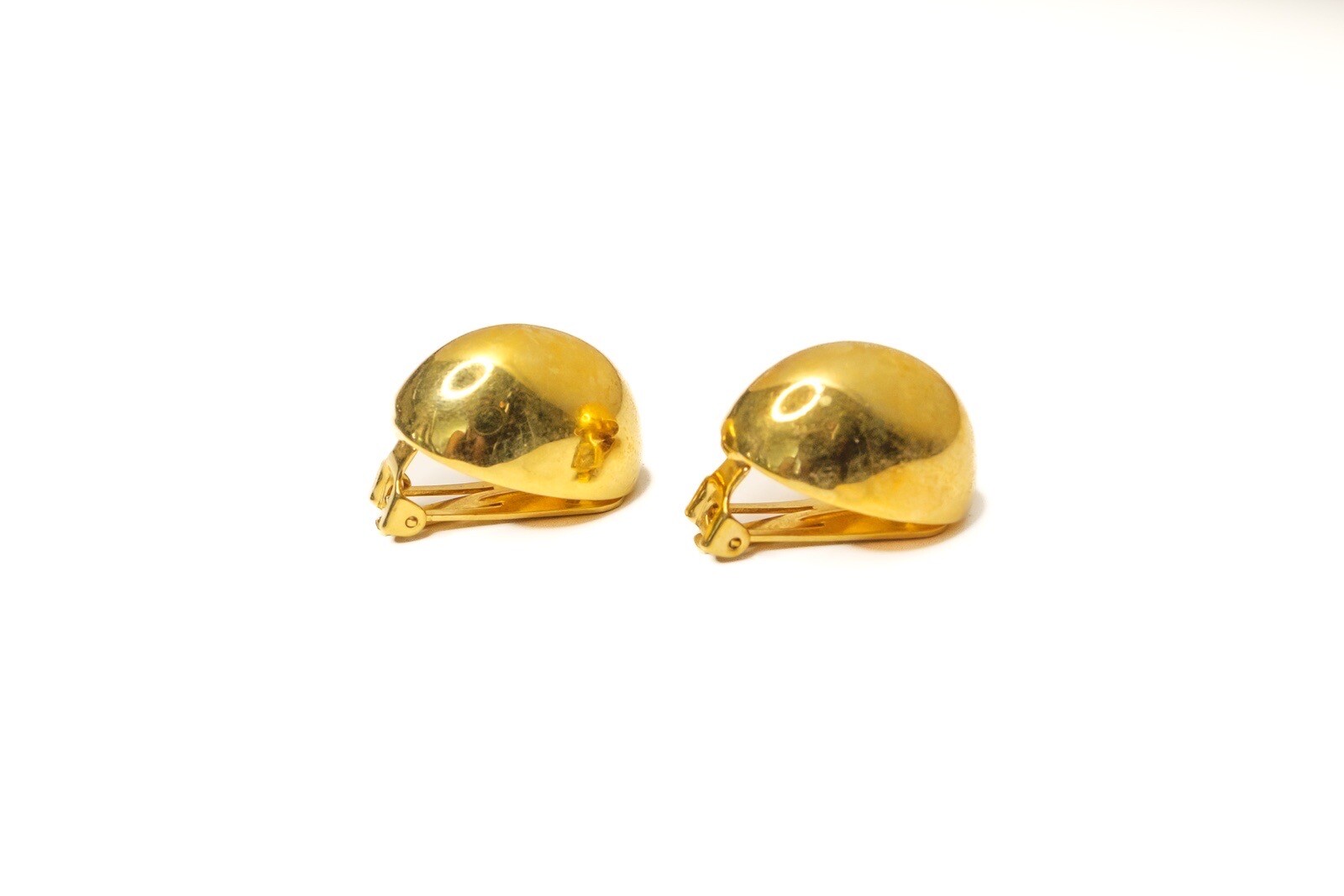 Dior Gold Tone Half Hoop Clip On Earrings Vintage