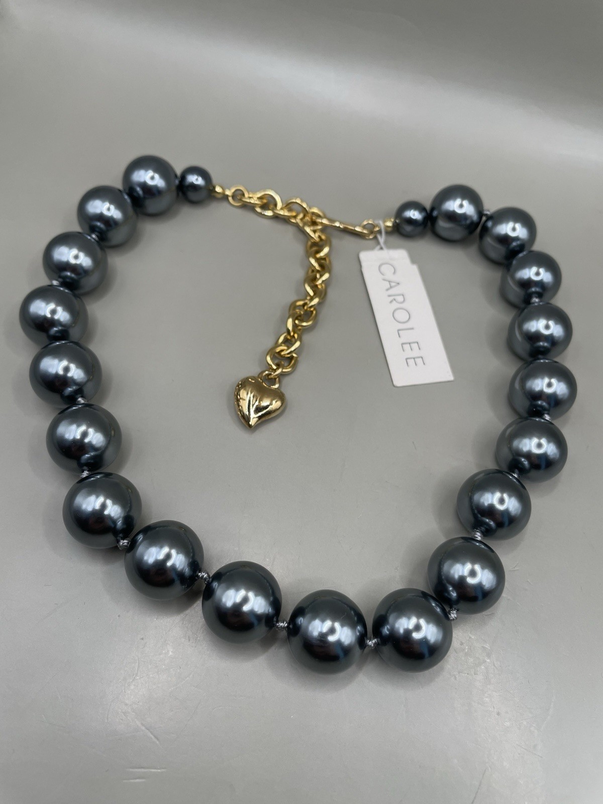 New Vintage Carolee Signed Faux Gray Pearl Necklace NWT Retail $50