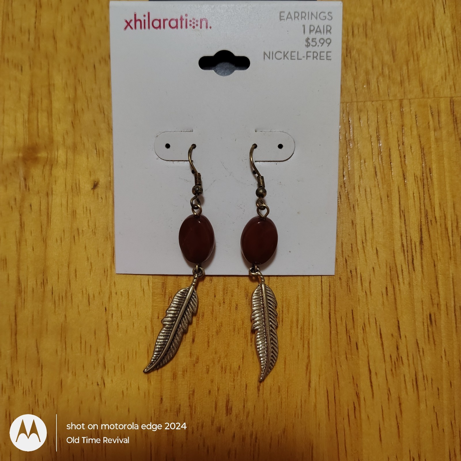 Xhilaration Feather Bead Dangle VTG Earrings Nickel Free NOS New Old Stock Boho