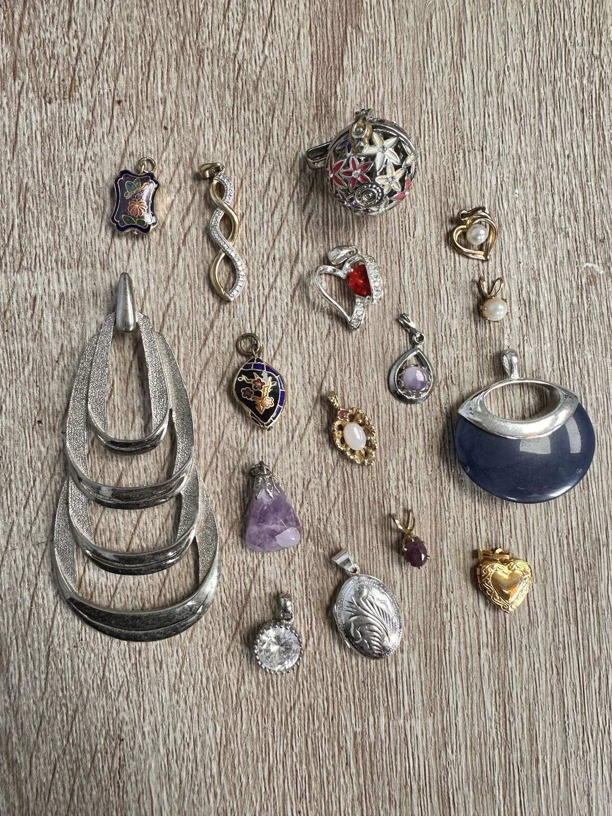 Costume Jewelry Pendants Lot of 16 Vintage to Modern Variety