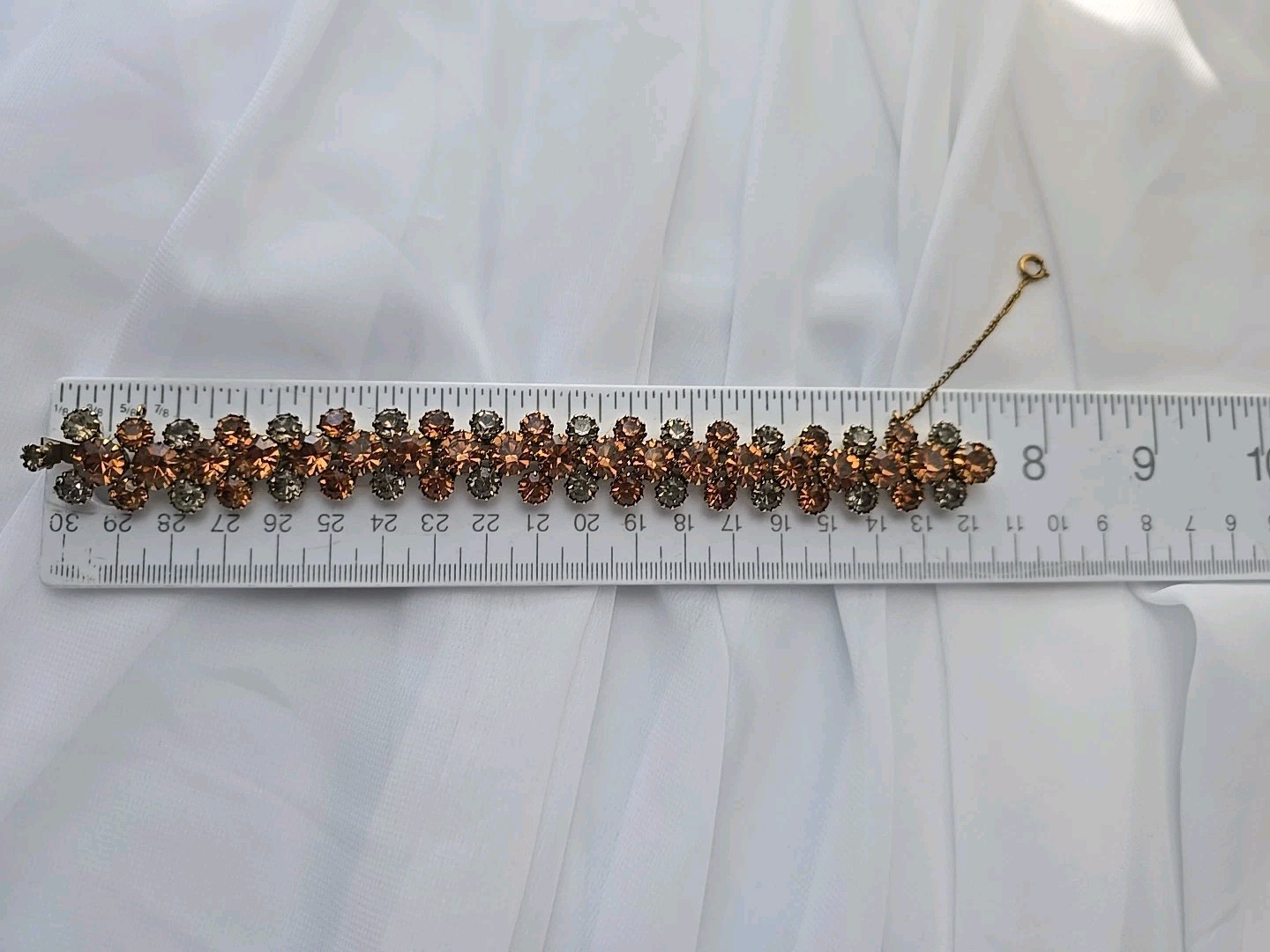 1950’s Kramer Rhinestone Set Pin Bracelet & Earrings Gray & Brown Stones