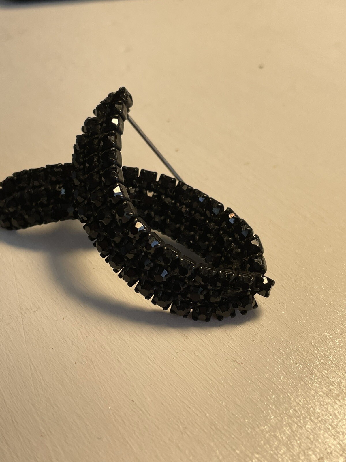 vintage brooch And earrings. Black stones handset. None missing