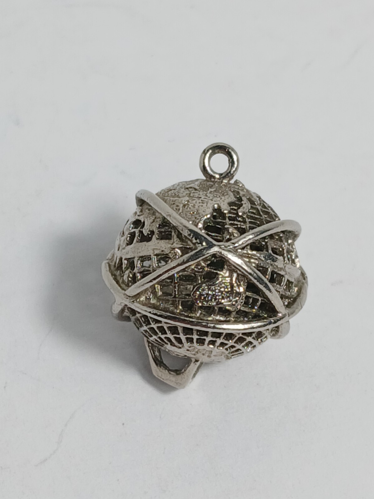 Vintage 925 Sterling Silver Around The World Globe Earth Travel Bracelet Charm
