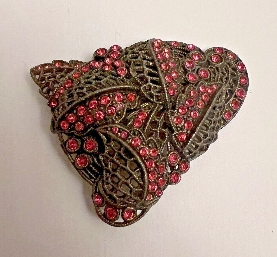 Vintage Little Nemo Designer Clip Pink Rhinestones Marked L/N