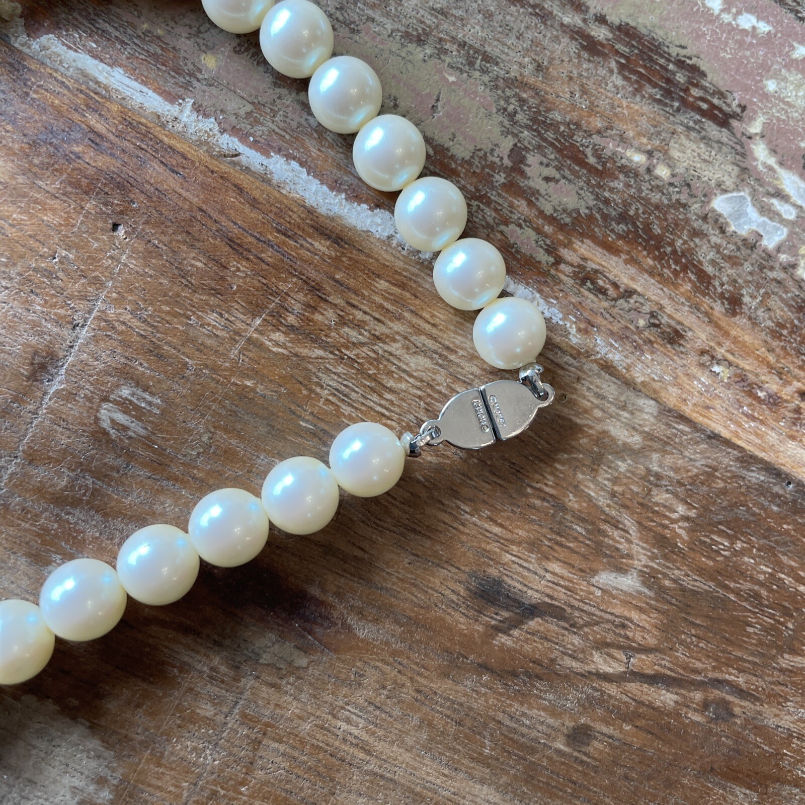 VTG Classic MONET Silver tone Necklace Choker faux pearl & rhinestones Wedding