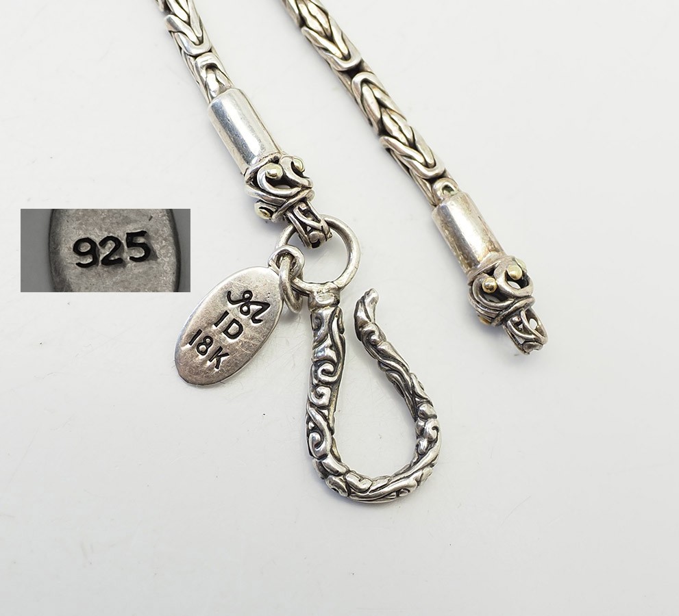 Ornate Bali chain sterling silver 18k gold details chain necklace Robert Manse