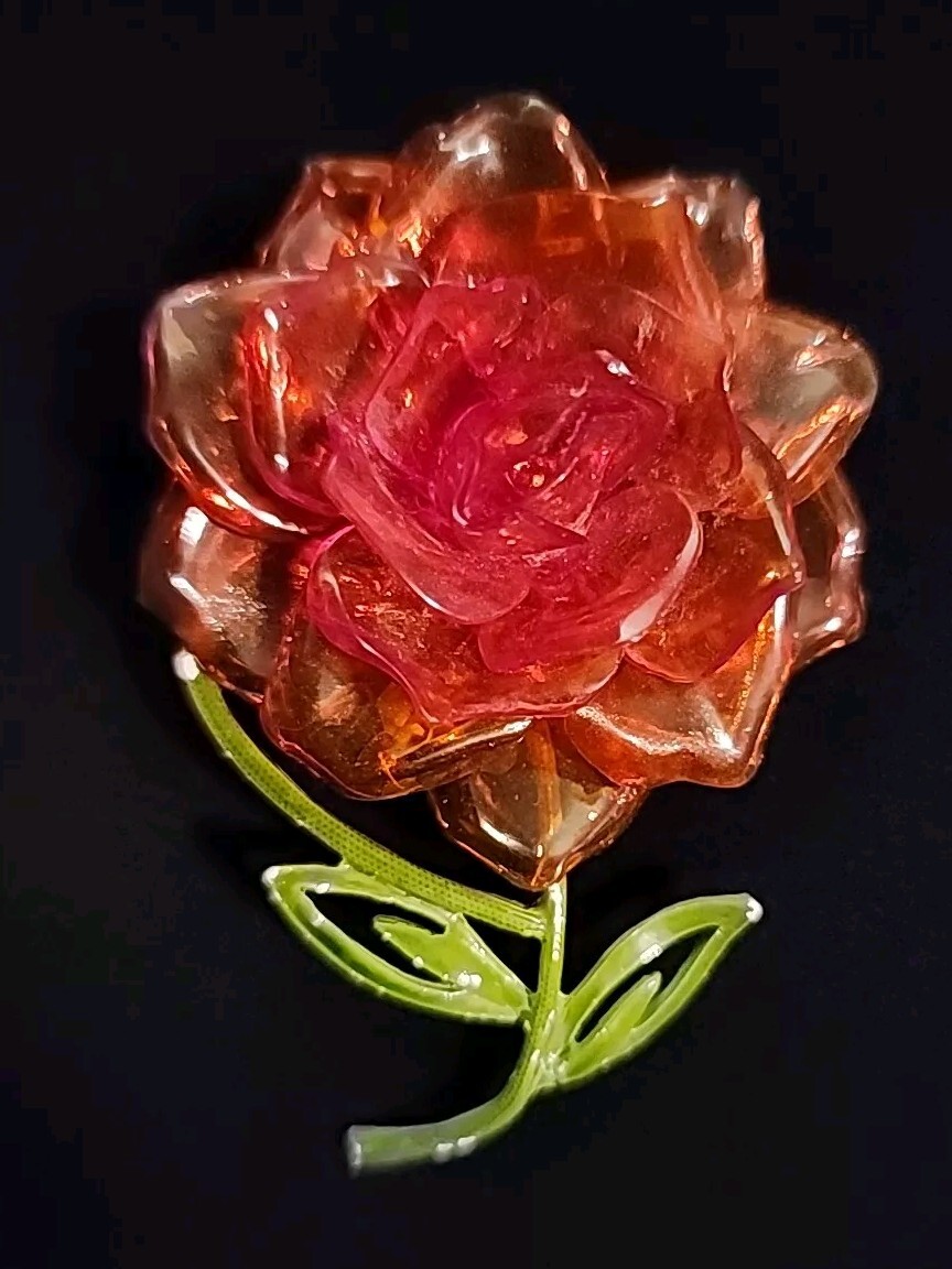 Vintage Cellulose Acetate Lucite Orange Flower Brooch