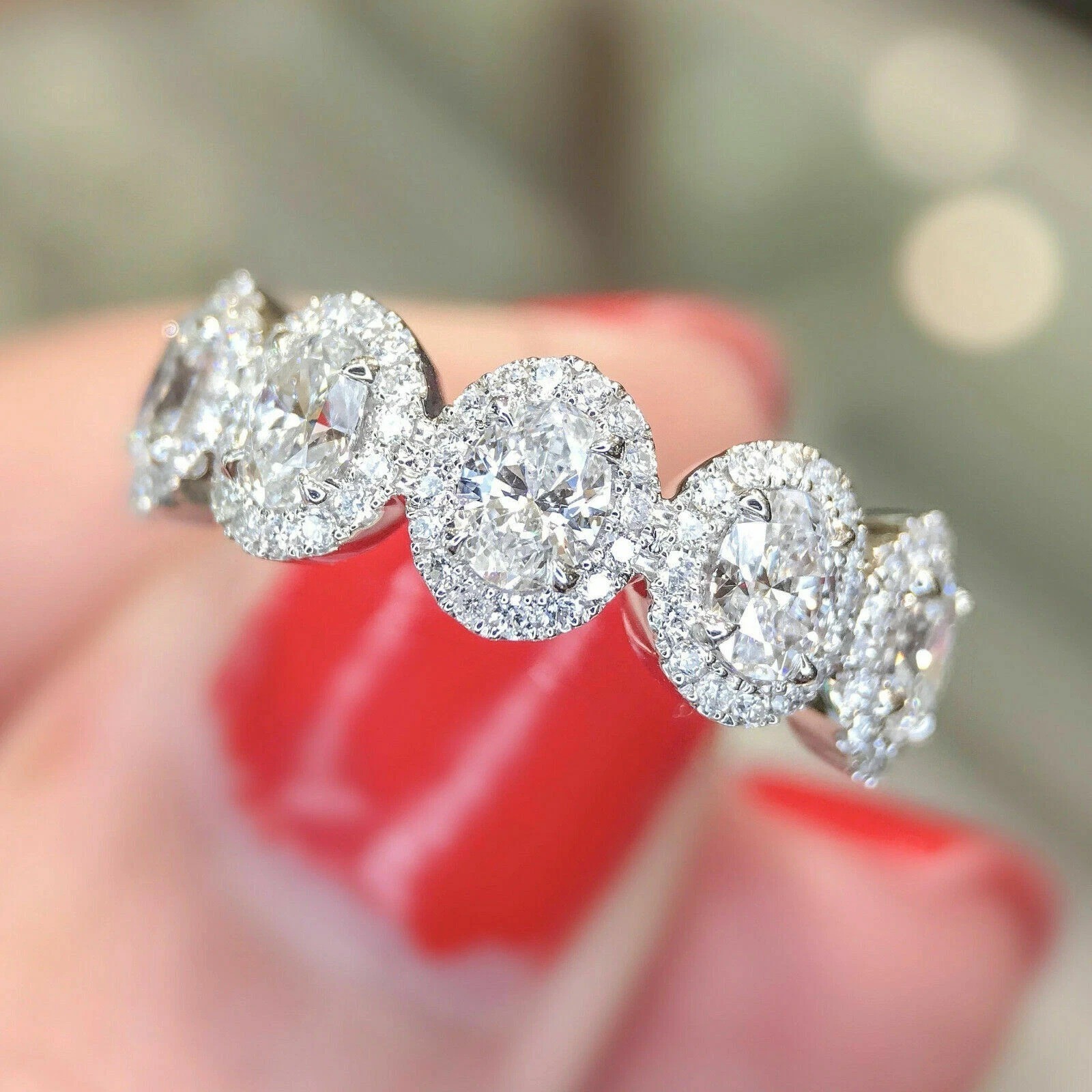 1.36CT Oval Cut Lab Created Diamond Wedding Bridal 14Ct White Gold Finish Ring