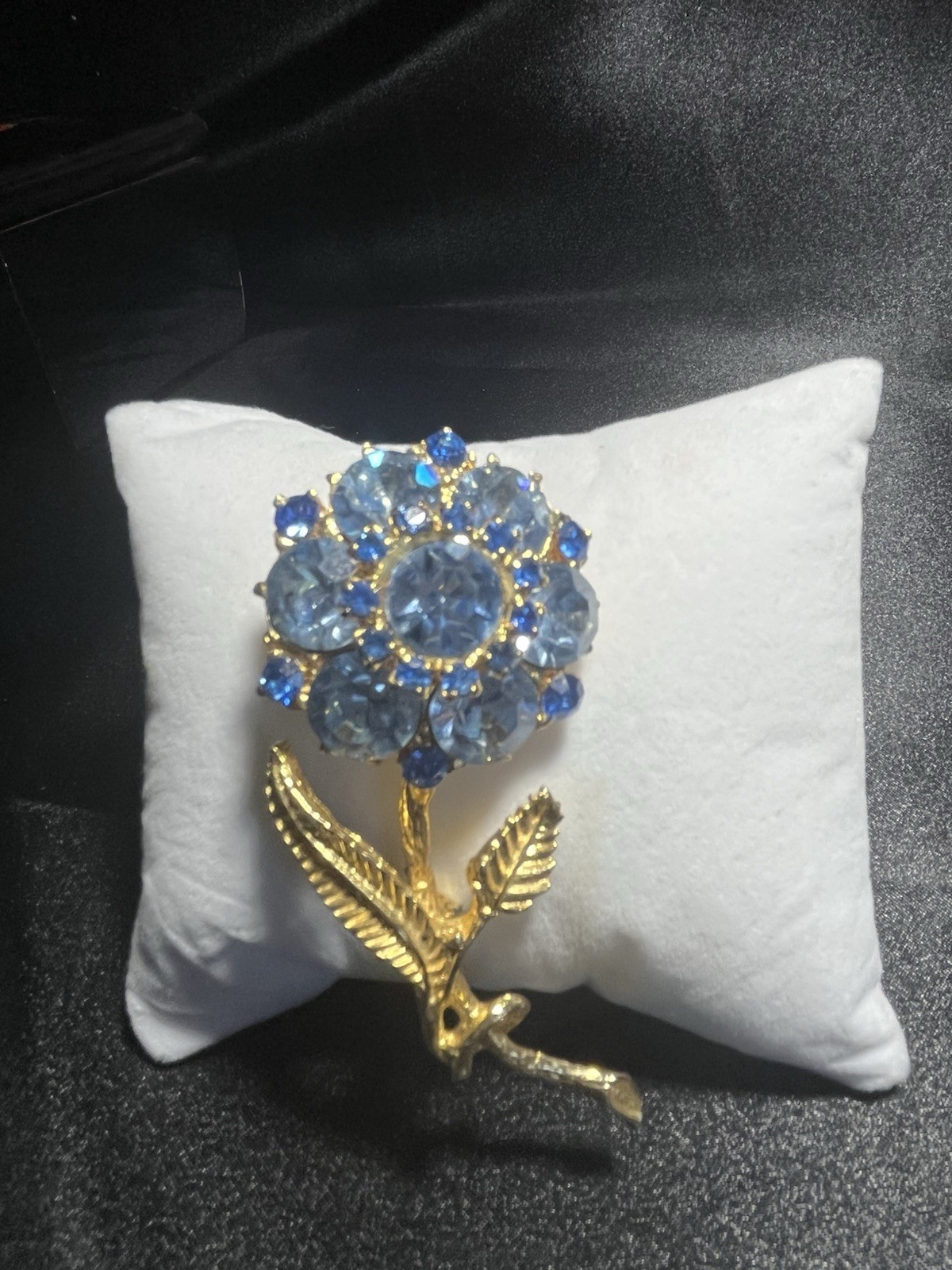Vintage Edlee Blue Flower Brooch-Signed