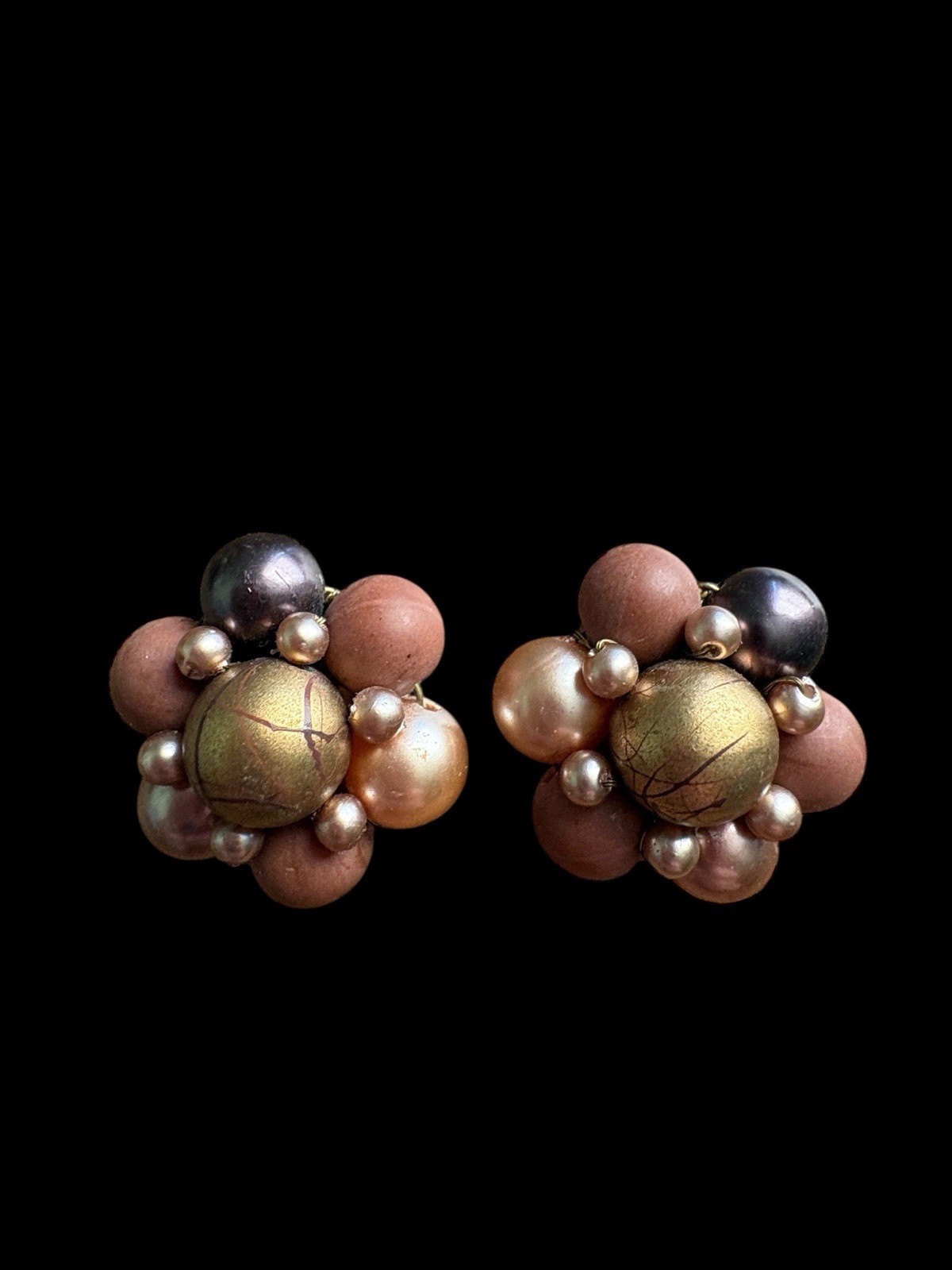 Vintage Beaded Cluster Clip On Earrings Lot 11 Japan, Hong Kong