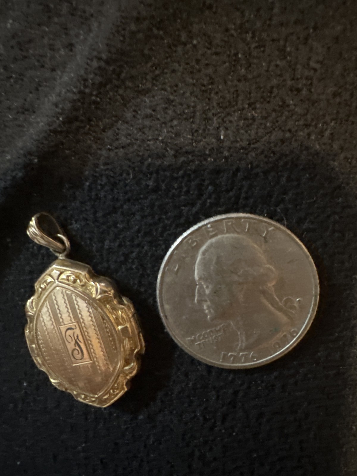 Antique Gold Filled Etched Monogram Locket Victorian Pendant