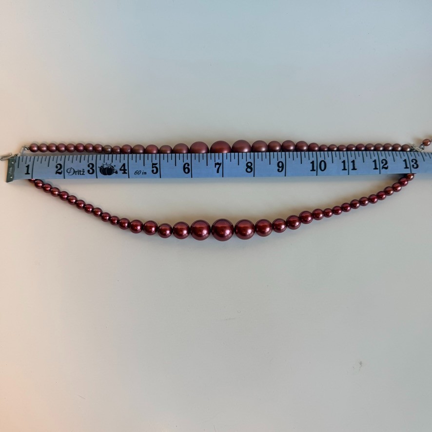Vintage Hong Kong Pink Rose Double Strand Faux Pearl Adjustable Necklace Choker