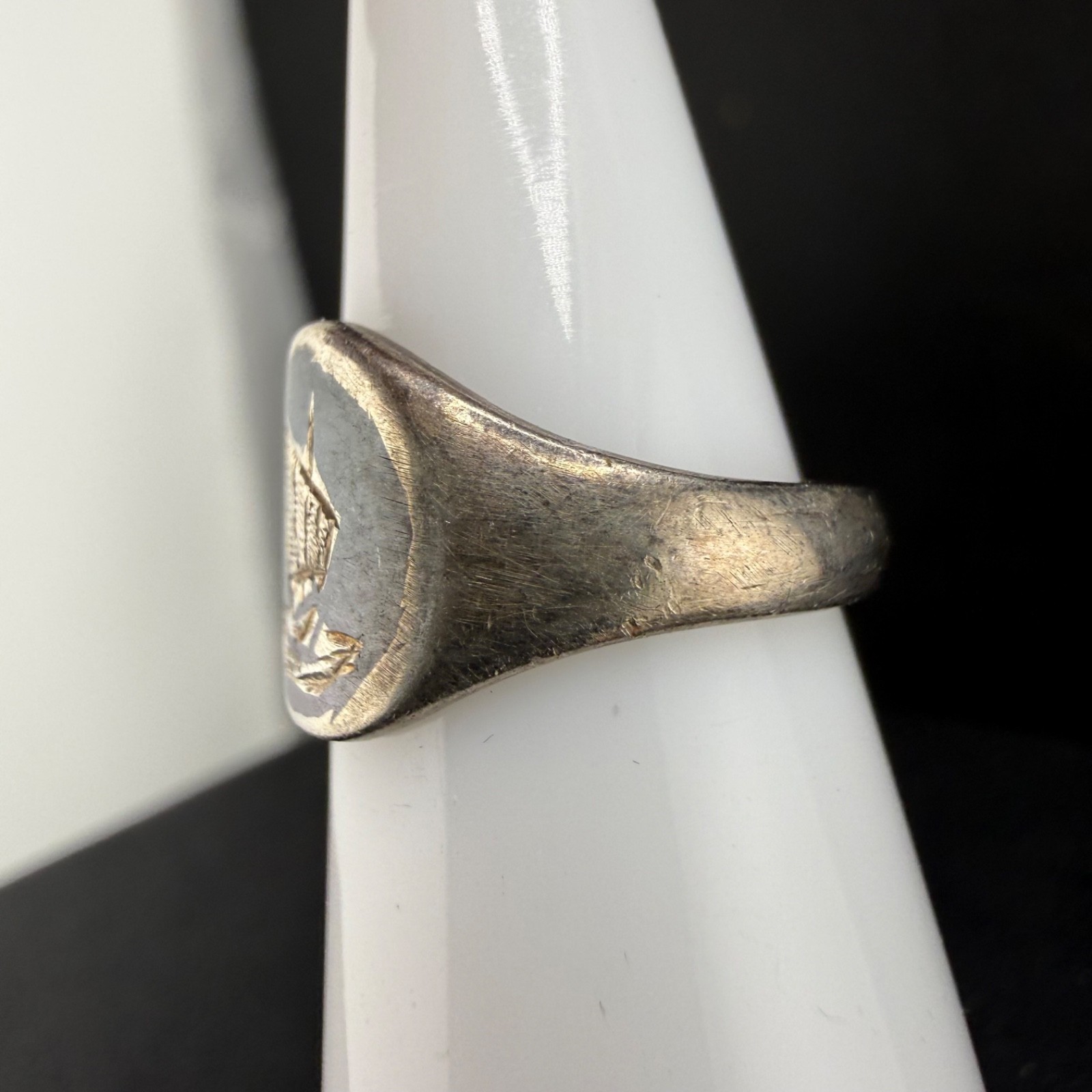 Vintage Signet Ring Sailing Silver Tone Ship Ocean Size 3 Untested