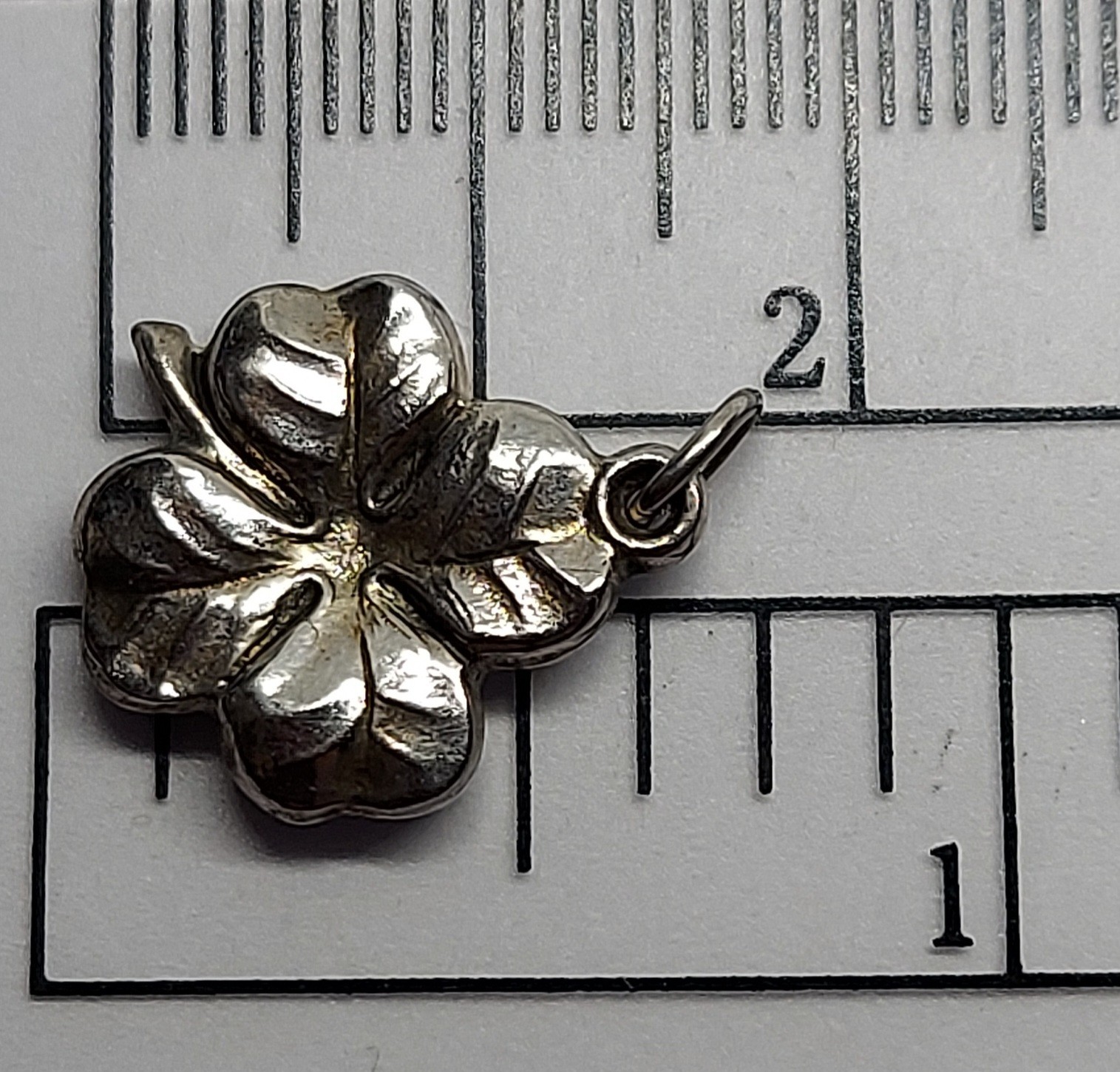 Vintage Sterling Silver Charm Shamrock lucky Clover 3D
