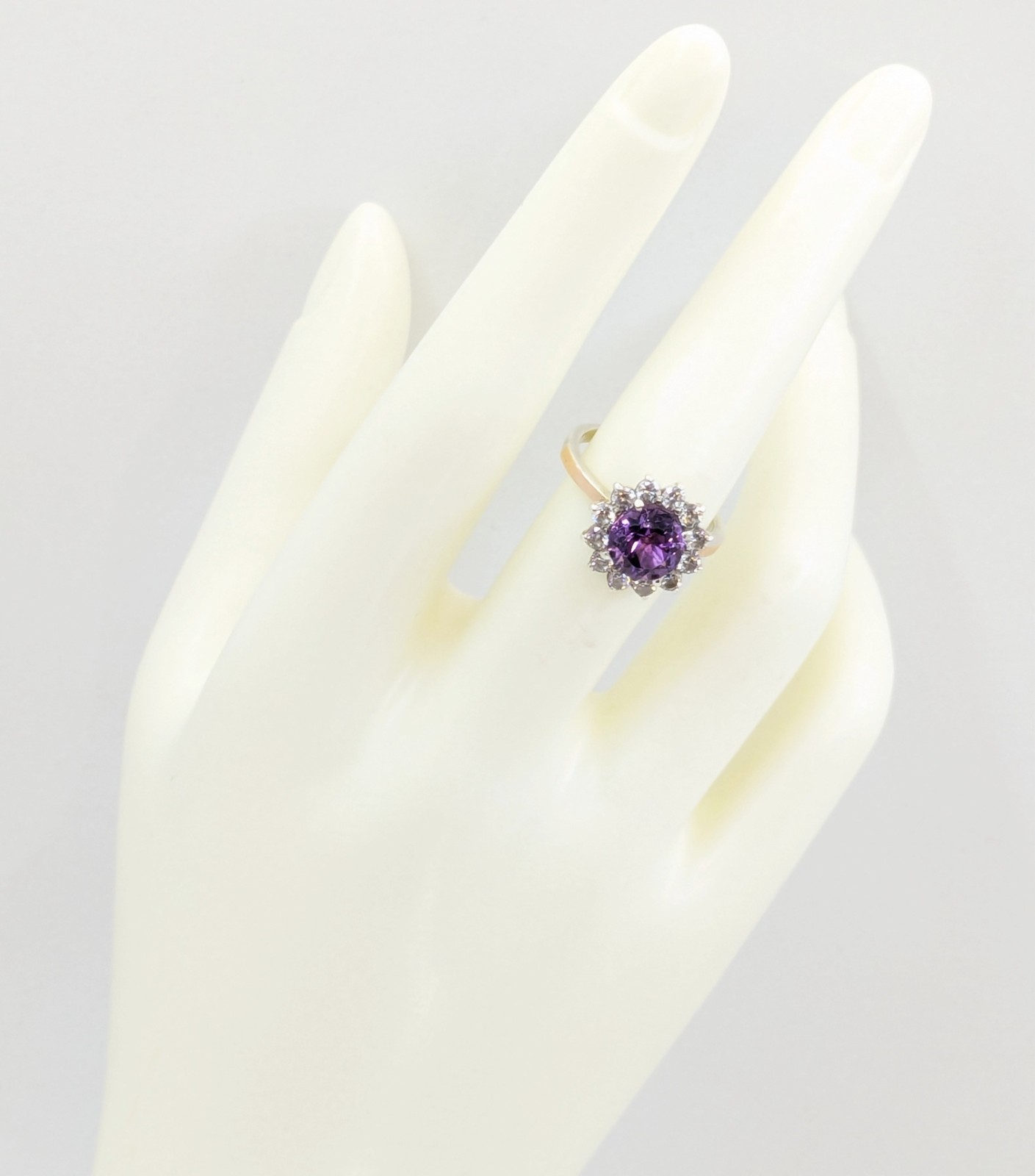 Vintage Luxury RING Silver 925 with Bright Amethyst -size: 7.5US (17.5mm) | #110