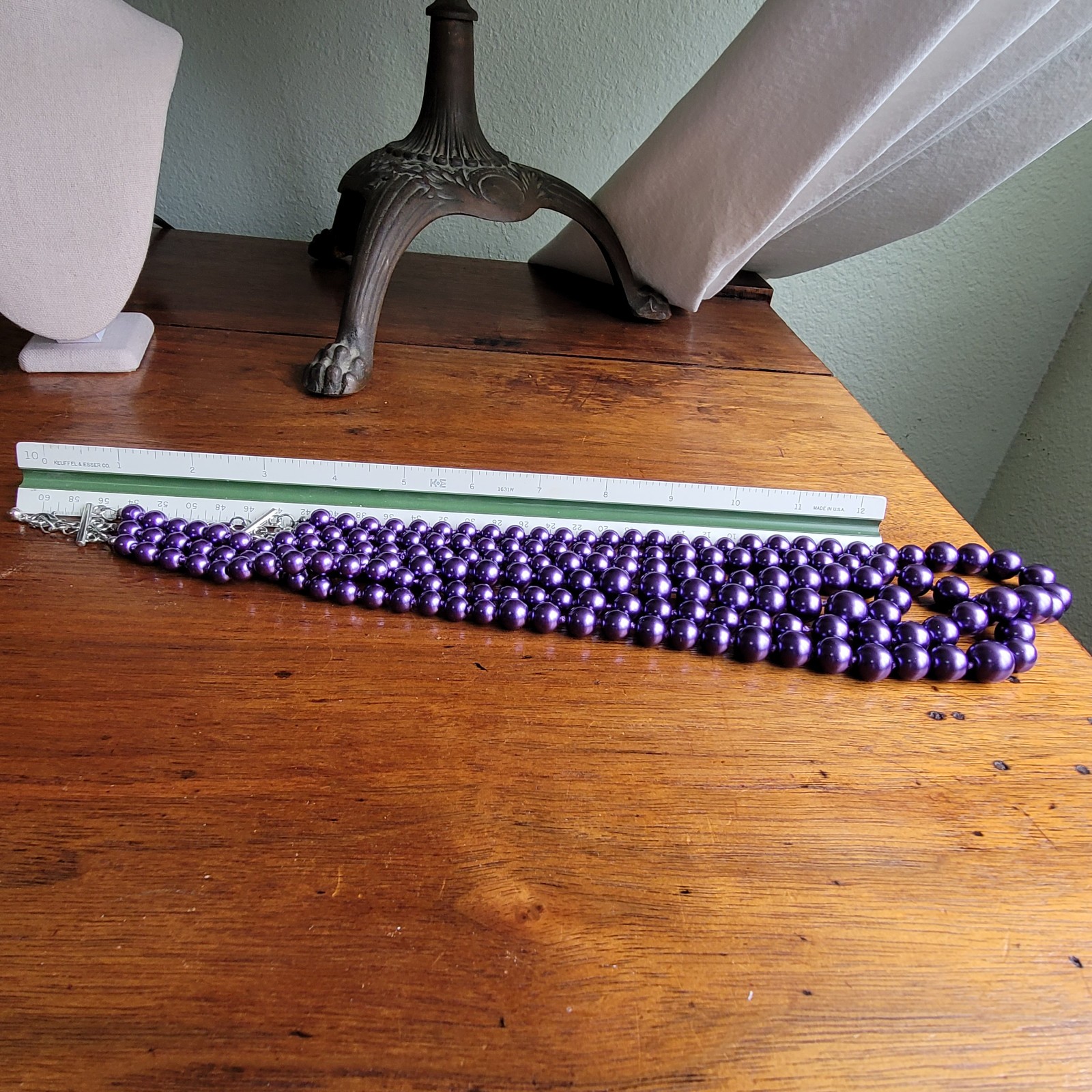 Multi-Strand Purple Glass Bead Hand Knotted Necklace
