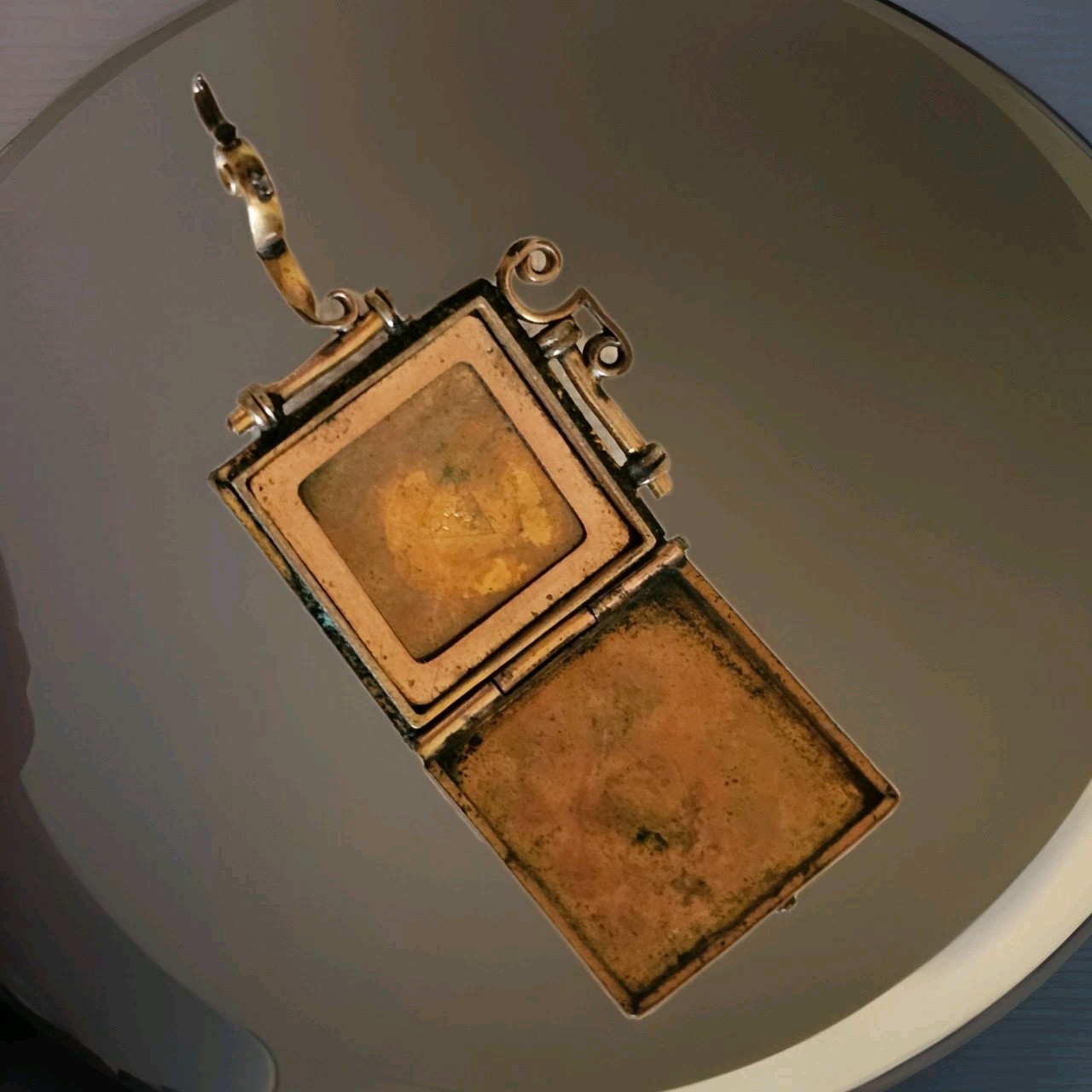 Necklace Locket Victorian Square Engraved 100 Years Old Gold Filled Vintage