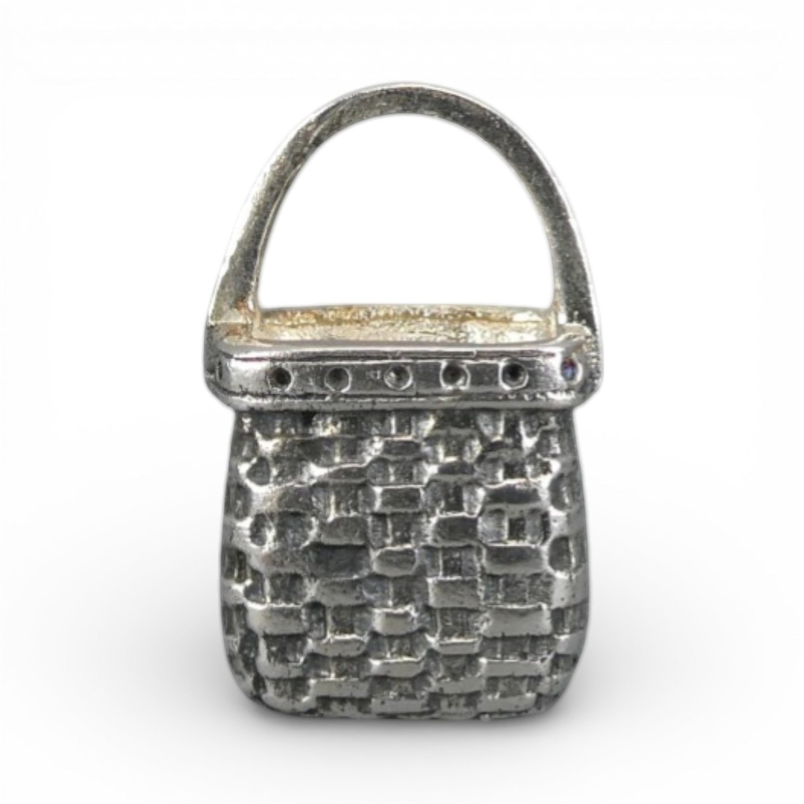 Sterling Silver Mini Keepsake Basket Charm for Bracelet Brown County BCB Vintage