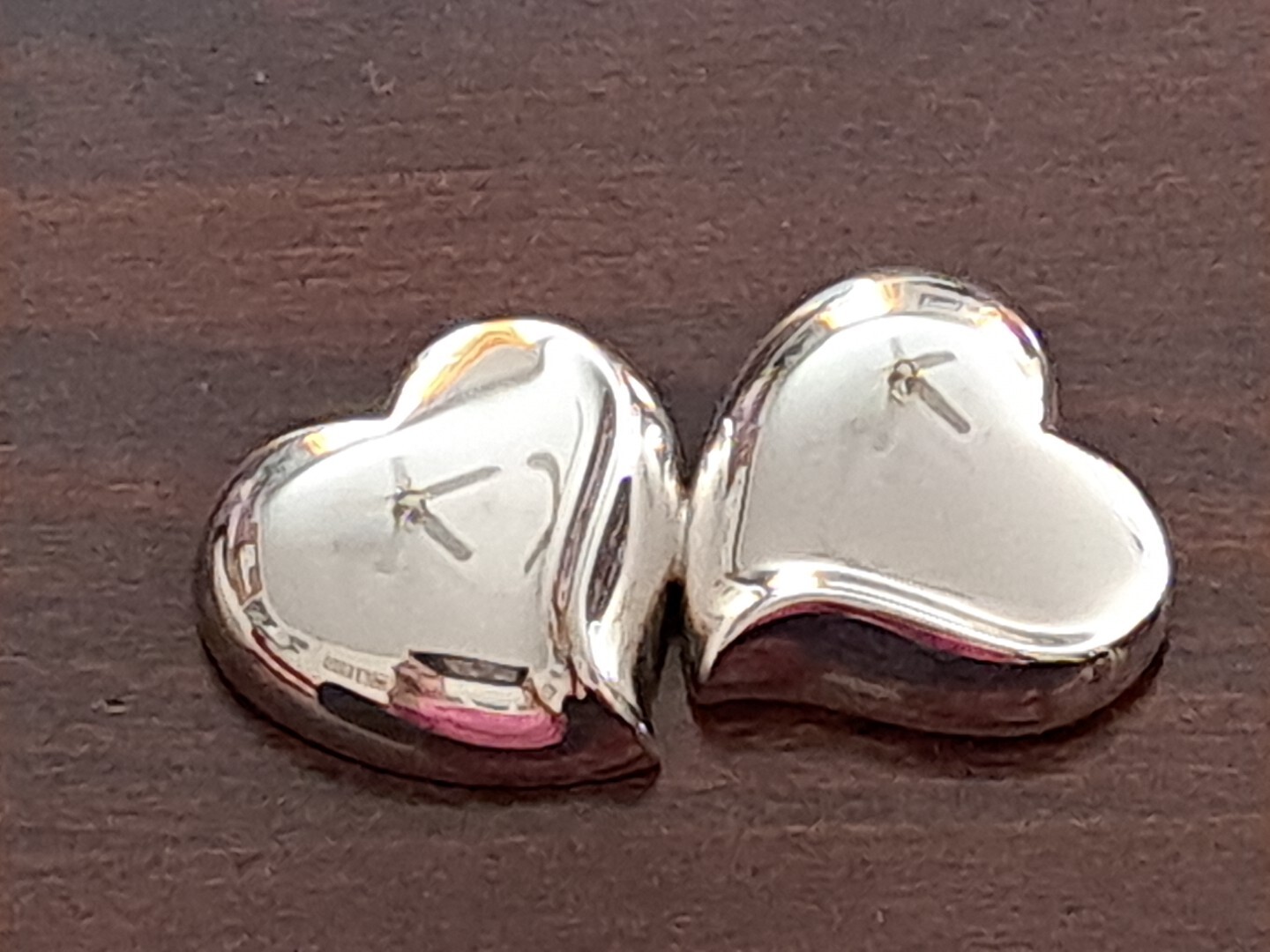 JONDELL SPAIN 925 Silver Puffy Hollow Double Love Dual Hearts Brooch Pin NEW