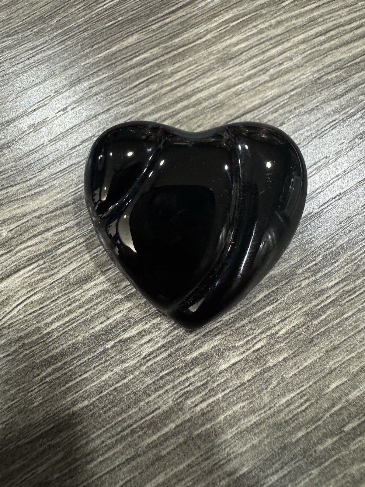 Vintage Sterling Siver Baccarat France Black Crystal Heart Brooch