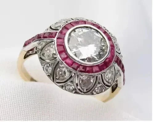 2Ct Art Deco Style Round Cut Lab Created Diamond 14K Yellow Gold FN Wedding Ring