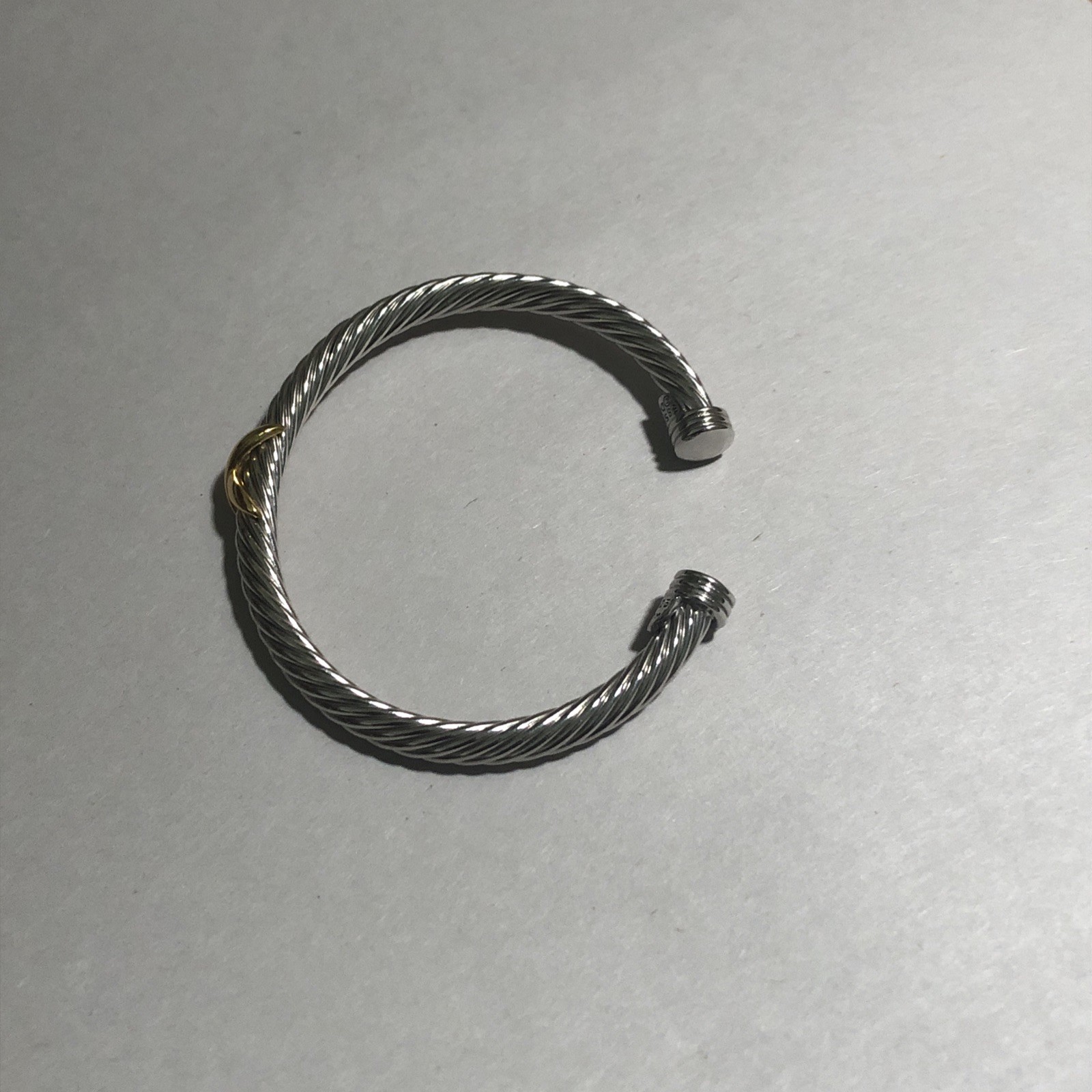 Vintage Cable Cuff Bracelet With Gold X 5MM