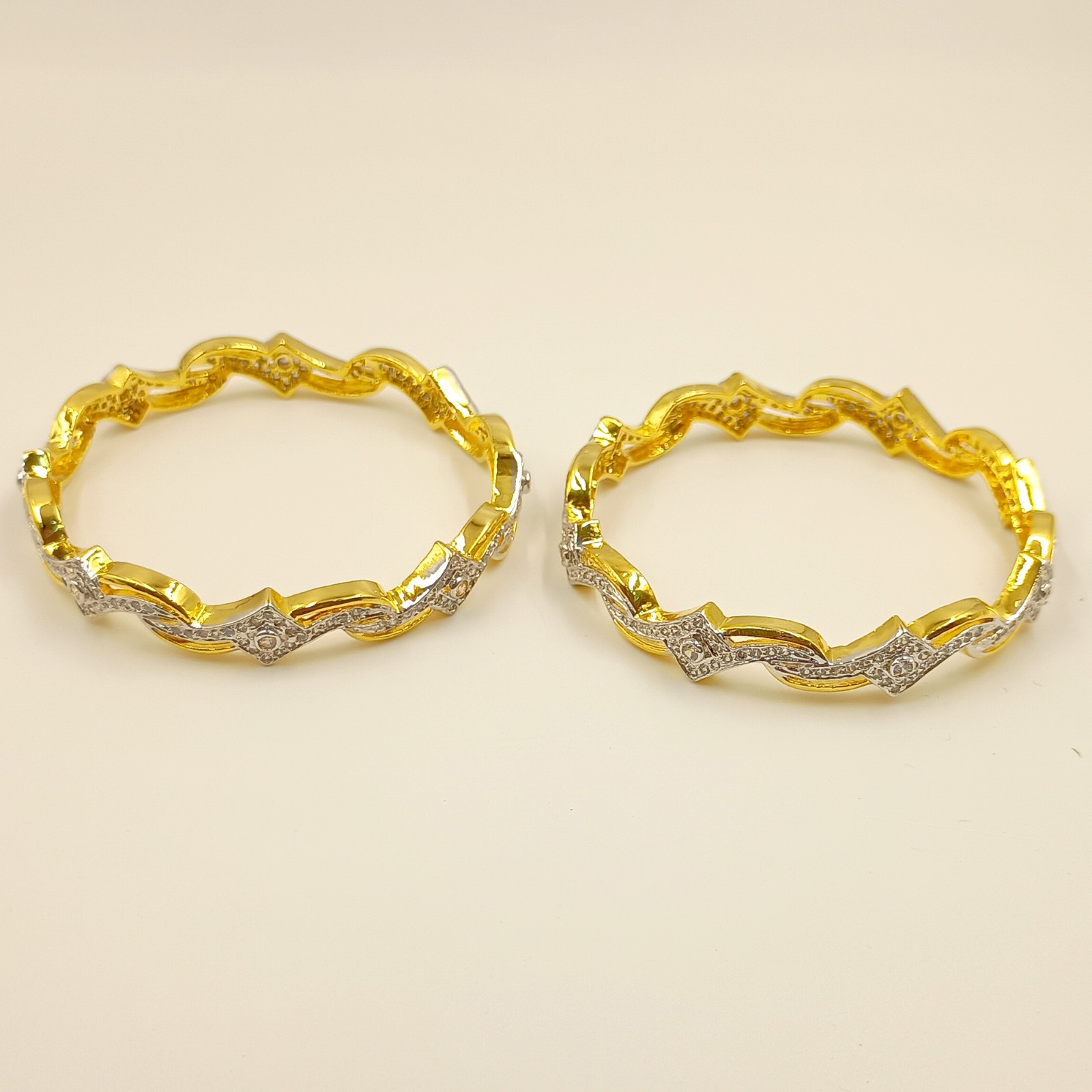 Handcrafted 22K Gold Plated Bangle Set Indian Wedding CZ Traditional Jewelry Gif