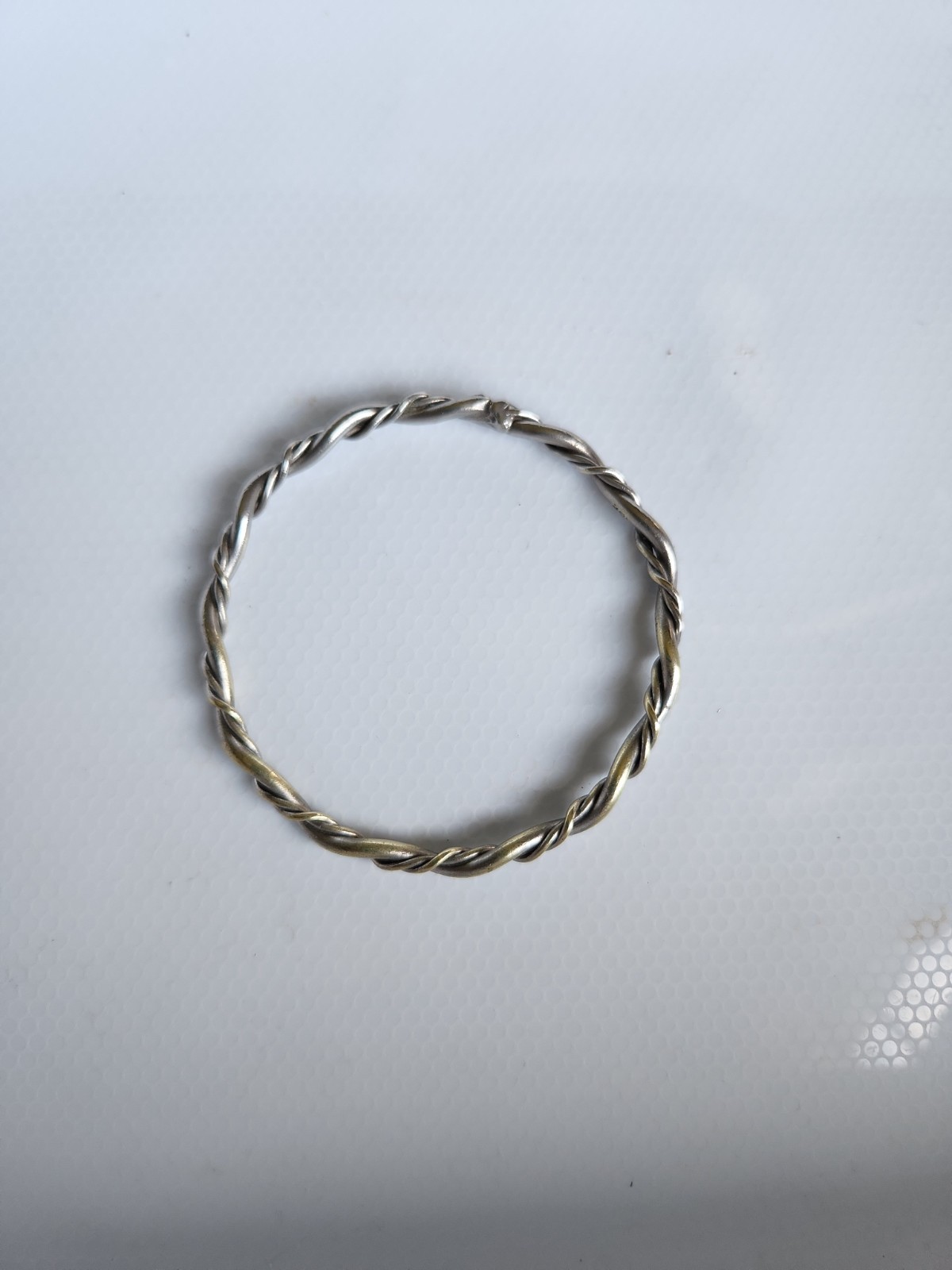 925 Silver Twisted Wire Bracelet Unreadable Brand Name Marking Inside Sz 7.5″