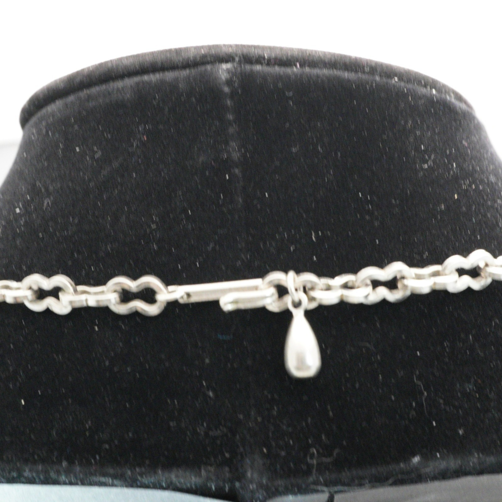 Vintage Modernist Silver-Tone Geometric Chain Link Choker Necklace Adjustable