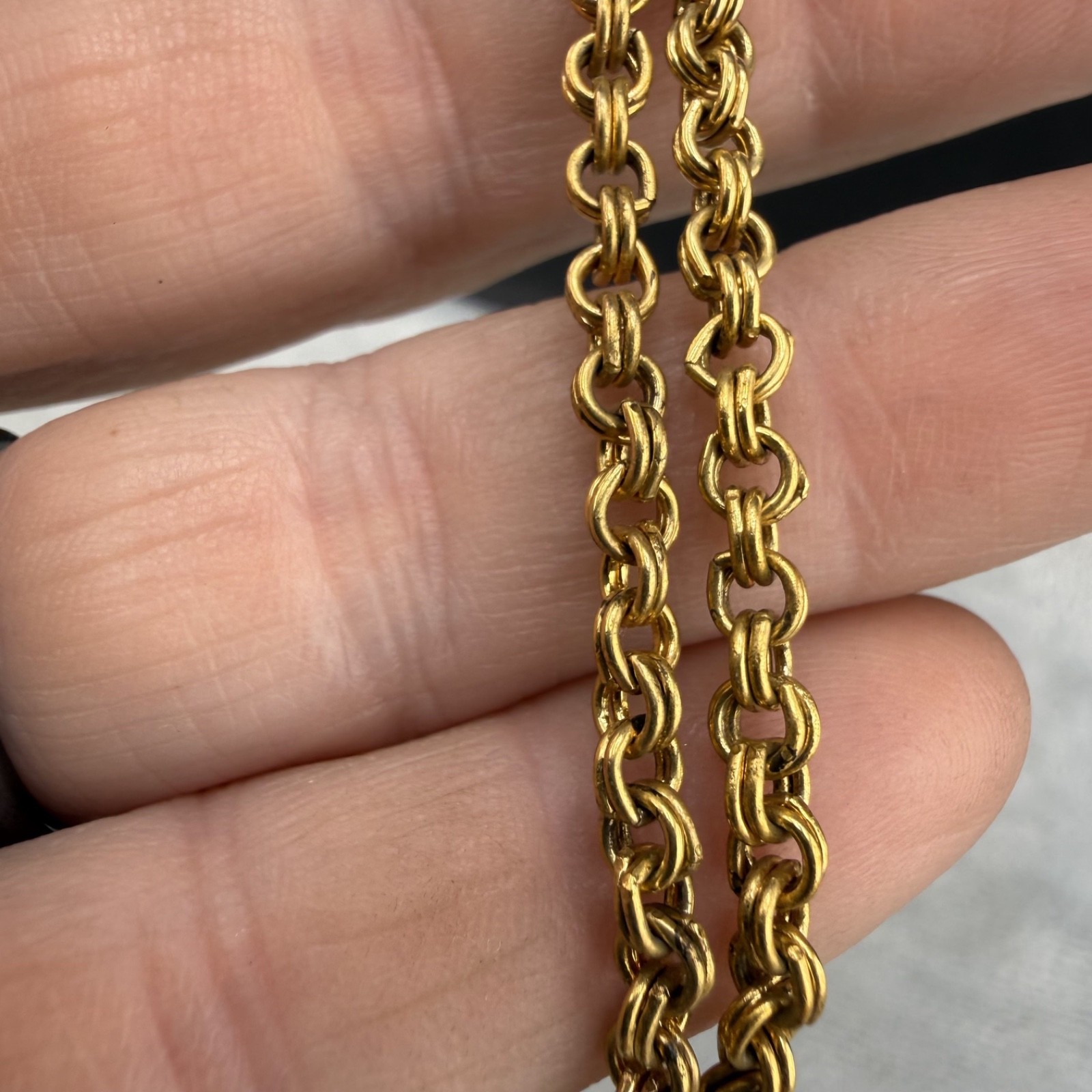 Vintage Asian Charm Necklace Snake Charmer Gold tone 24”