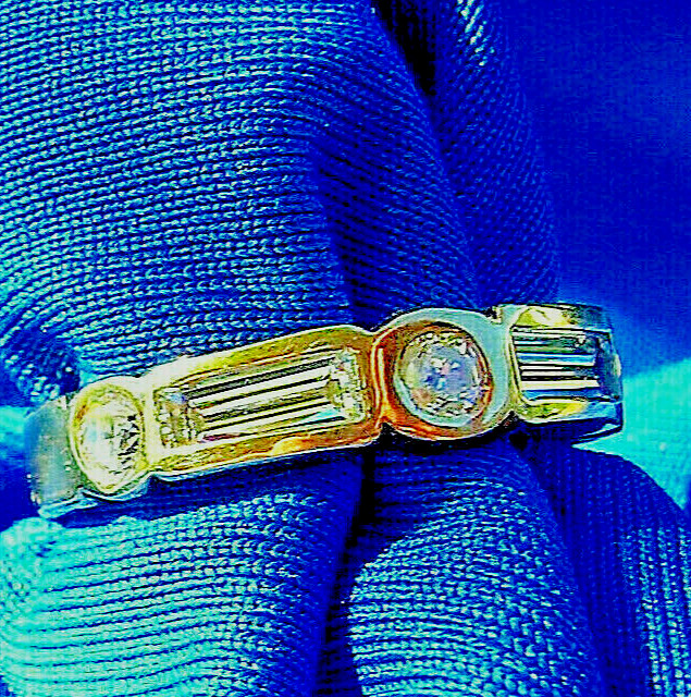 Original EARTH MINED DIAMOND Deco Wedding Band Vintage Style 14K GOLD Ring 6.25