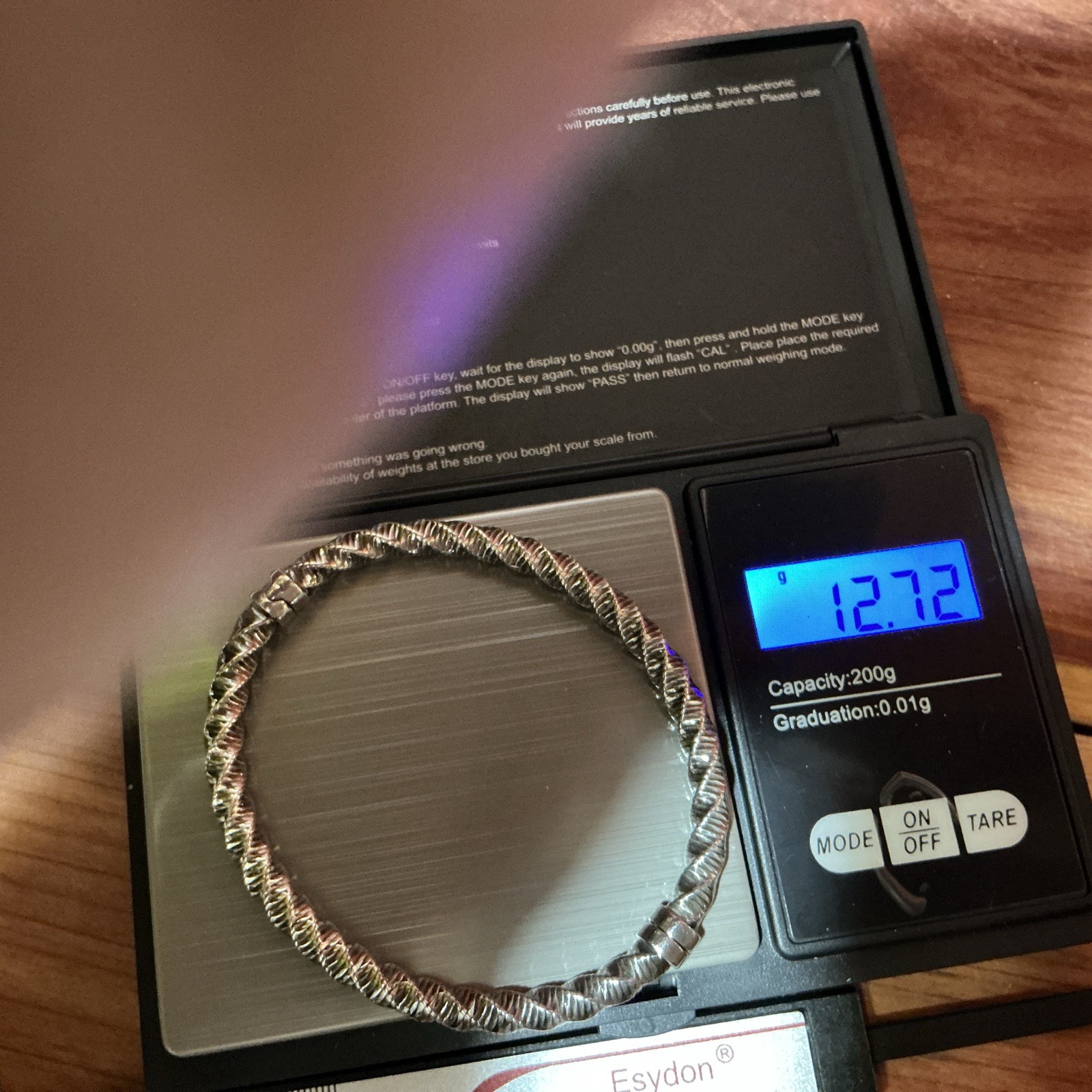 Vintage 950 Silver Milor Italy Twist Hinged Bangle Bracelet 7″