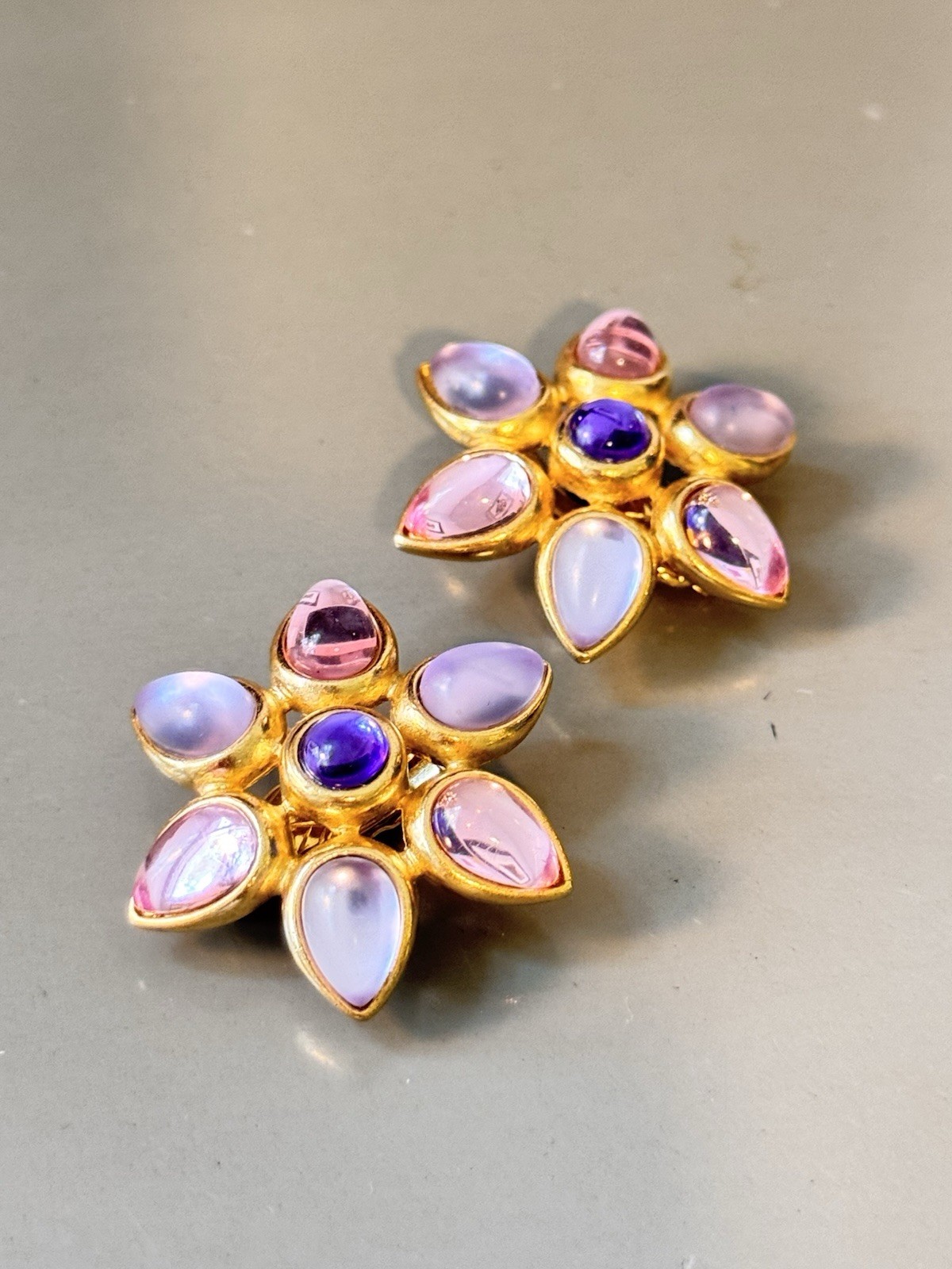 Vintage Signed MARVELLA Bracelet, Brooch Earring Set, Pink Lavender Faux Pearl