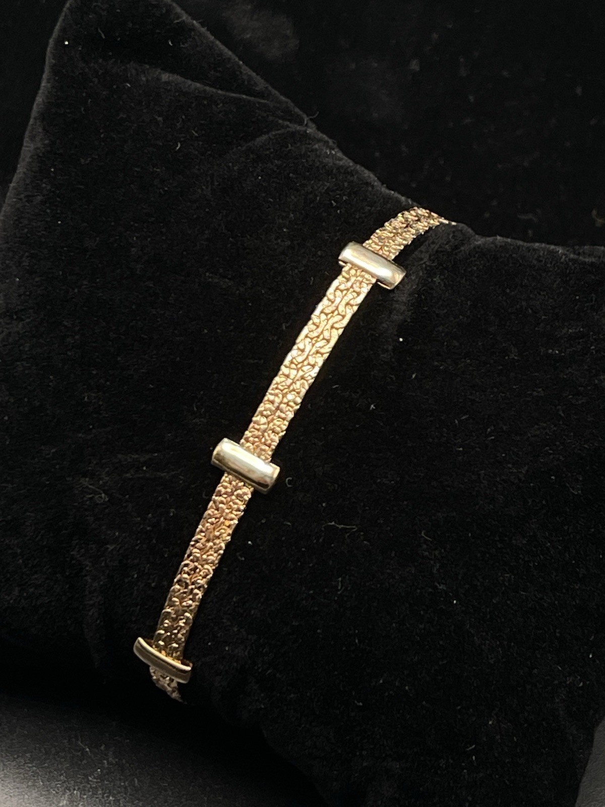 🔥 Vintage Signed Amway Gold Tone Metal Double Chains Bracelet 7″