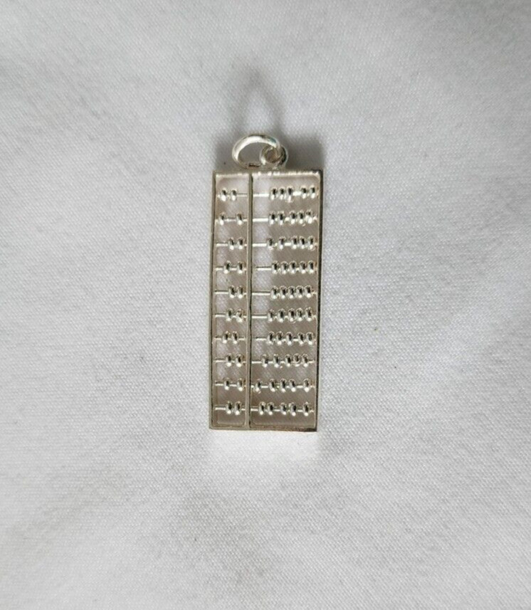 Sterling Silver 925 Moveable Beads Abacus Traditional Design Pendant Charm NEW