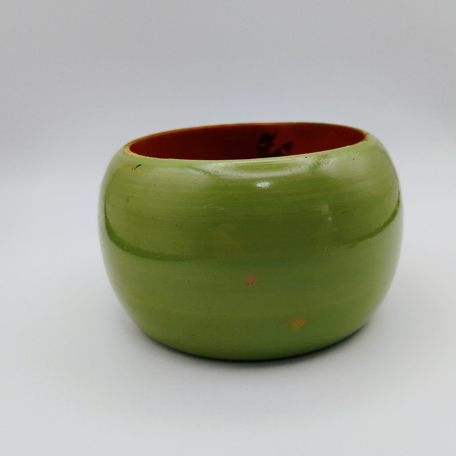 Vintage Boho Chunky Wood Bracelet Wide Green Made In India Bangle