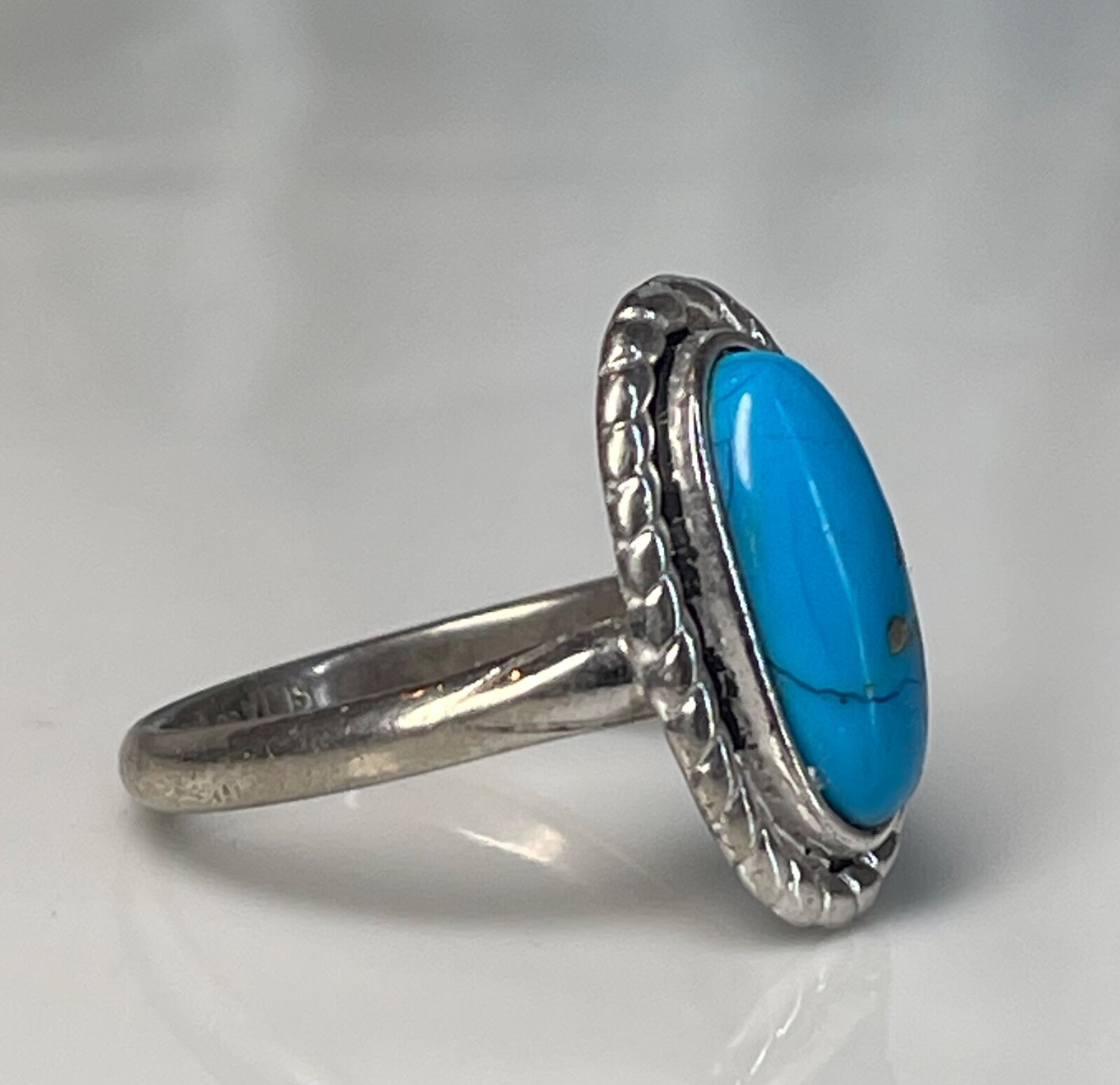Turquoise Ring Sterling Silver Southwestern Gift for Her Bezel Set .925