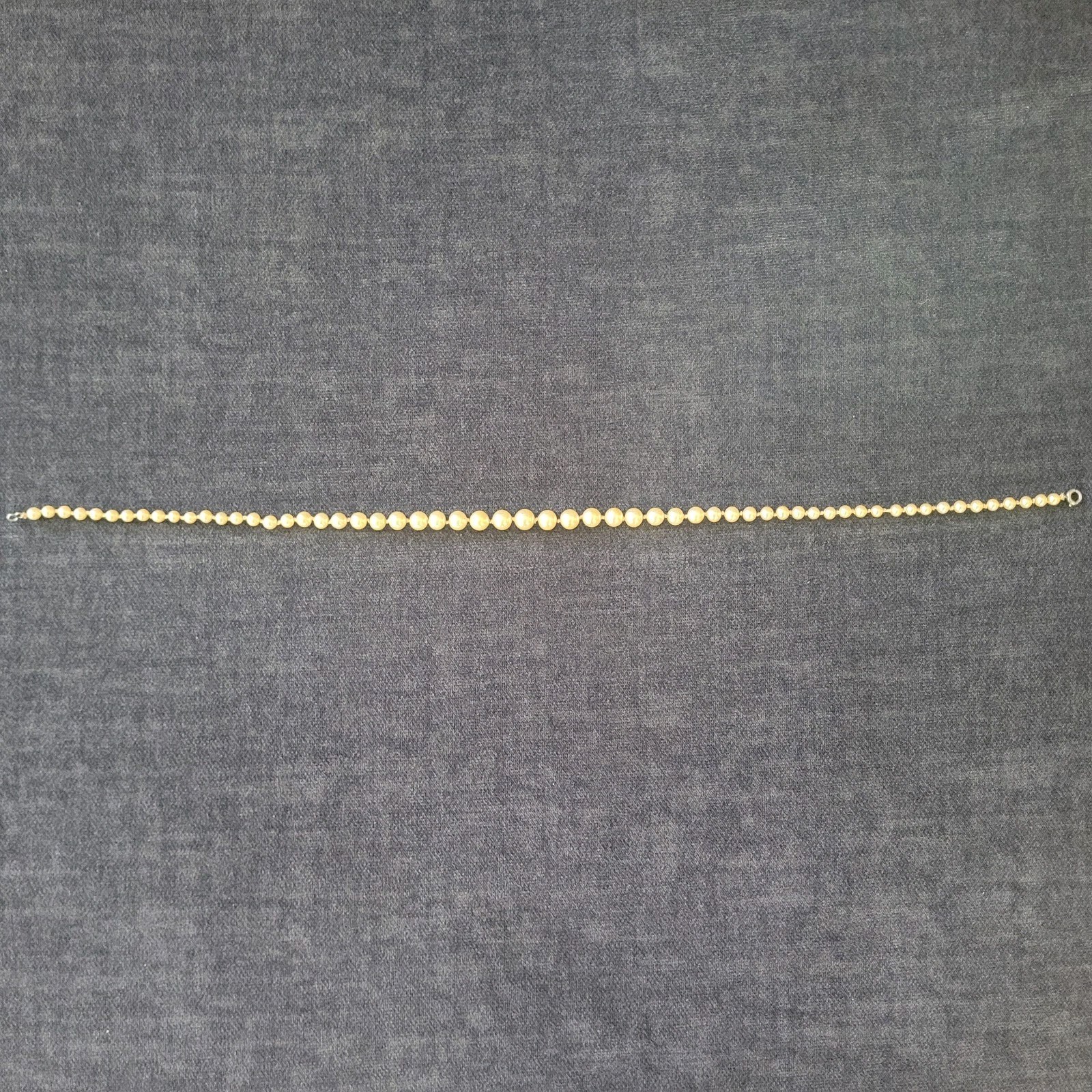 Vintage Faux Pearl Necklace Graduated Knotted Cream Pearl Choker 14″
