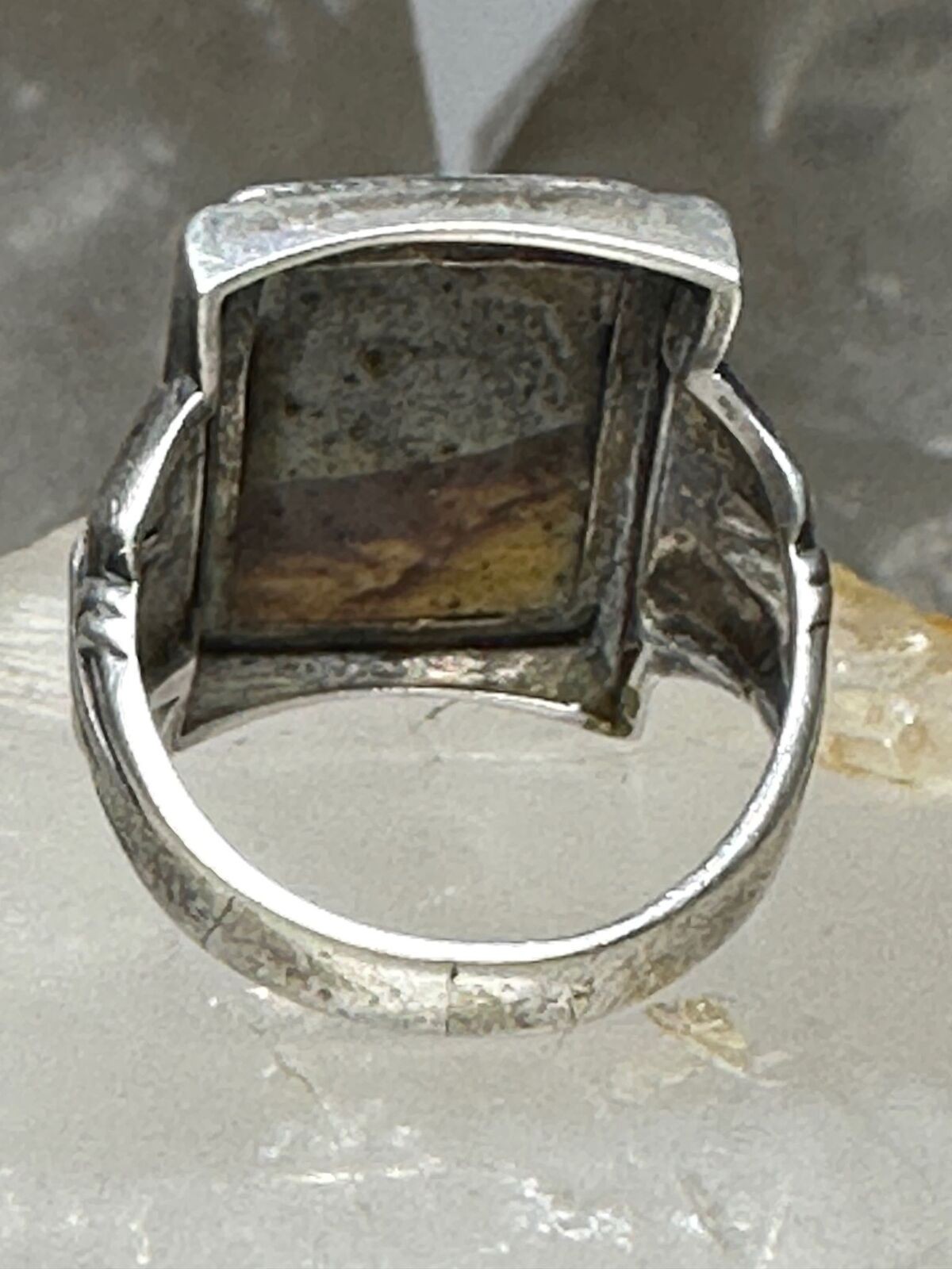 Art Deco jasper ring size 6.50 sterling silver women